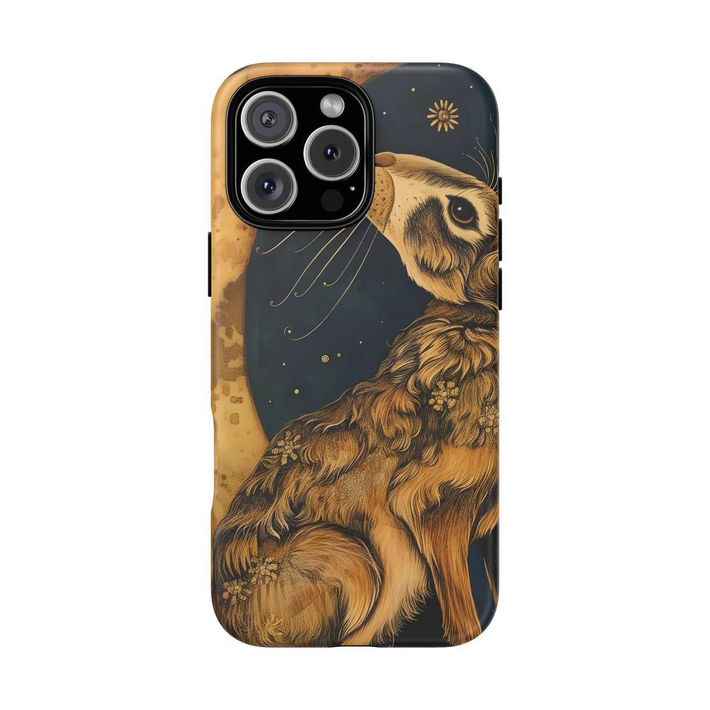 Artistic Phone Case with Celestial Hare Design, Tough Cases, Unique Gifts, Nature Lovers, Phone Accessories, Bohemian Style