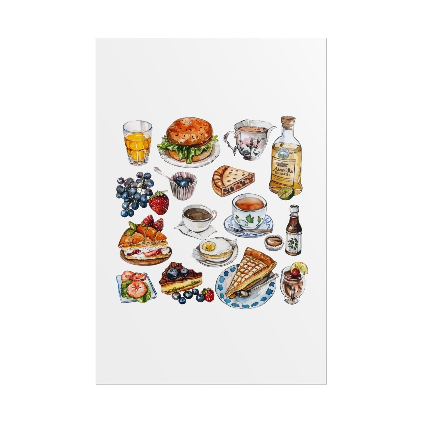 Foodie Wall Art Print, Kitchen Decor, Gourmet Food Poster, Culinary Art for Food Lovers, Cafe Aesthetic Home Decor