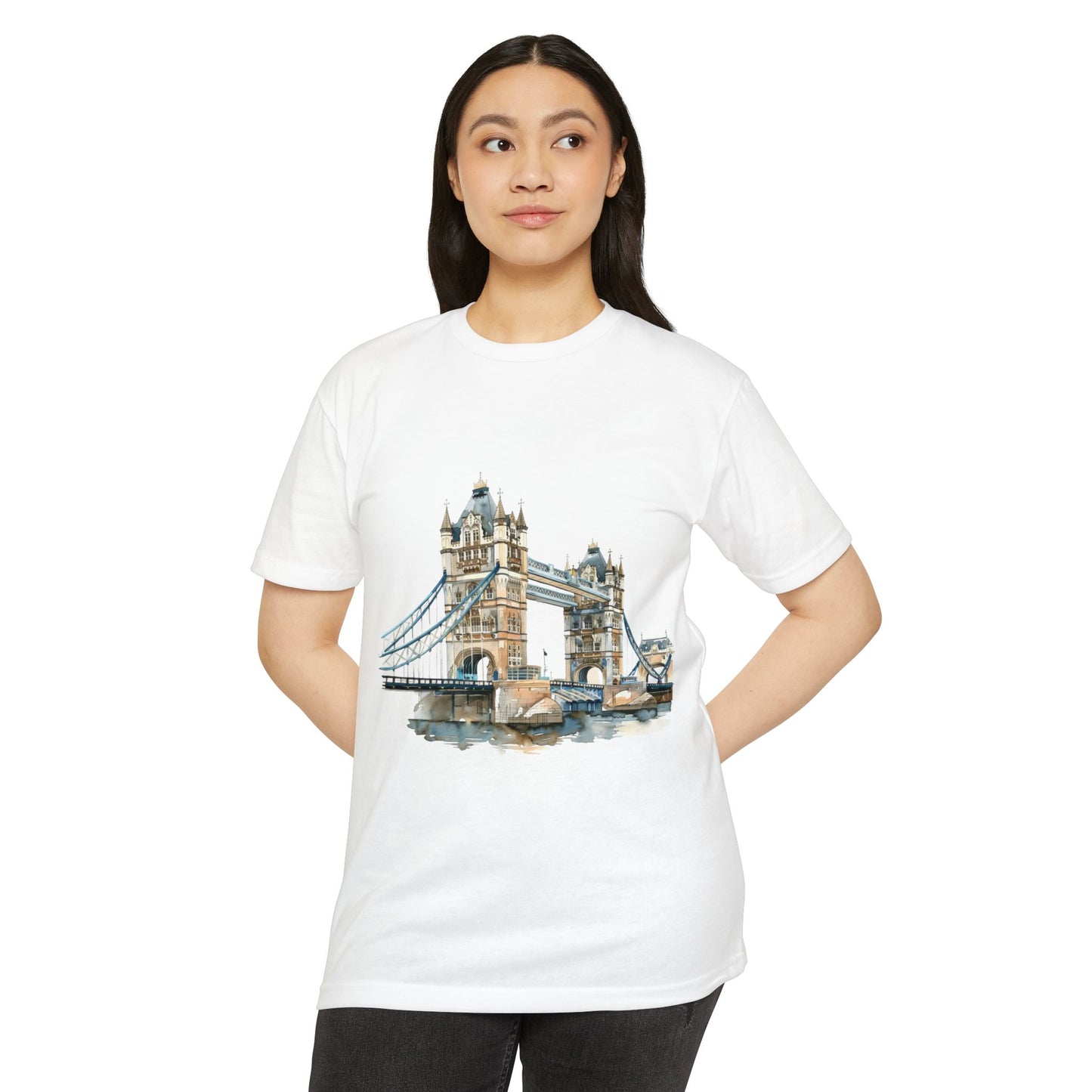 Unisex CVC Jersey T-shirt - London Bridge - Iconic Landmark and Historical Beauty