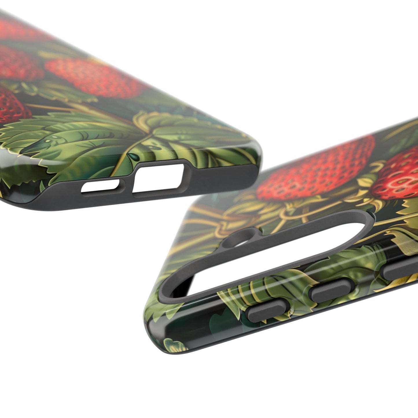 Strawberry Phone Case, Tough Berry Case, Floral Phone Cover, Cute Smartphone Shell, Nature-Inspired Gift