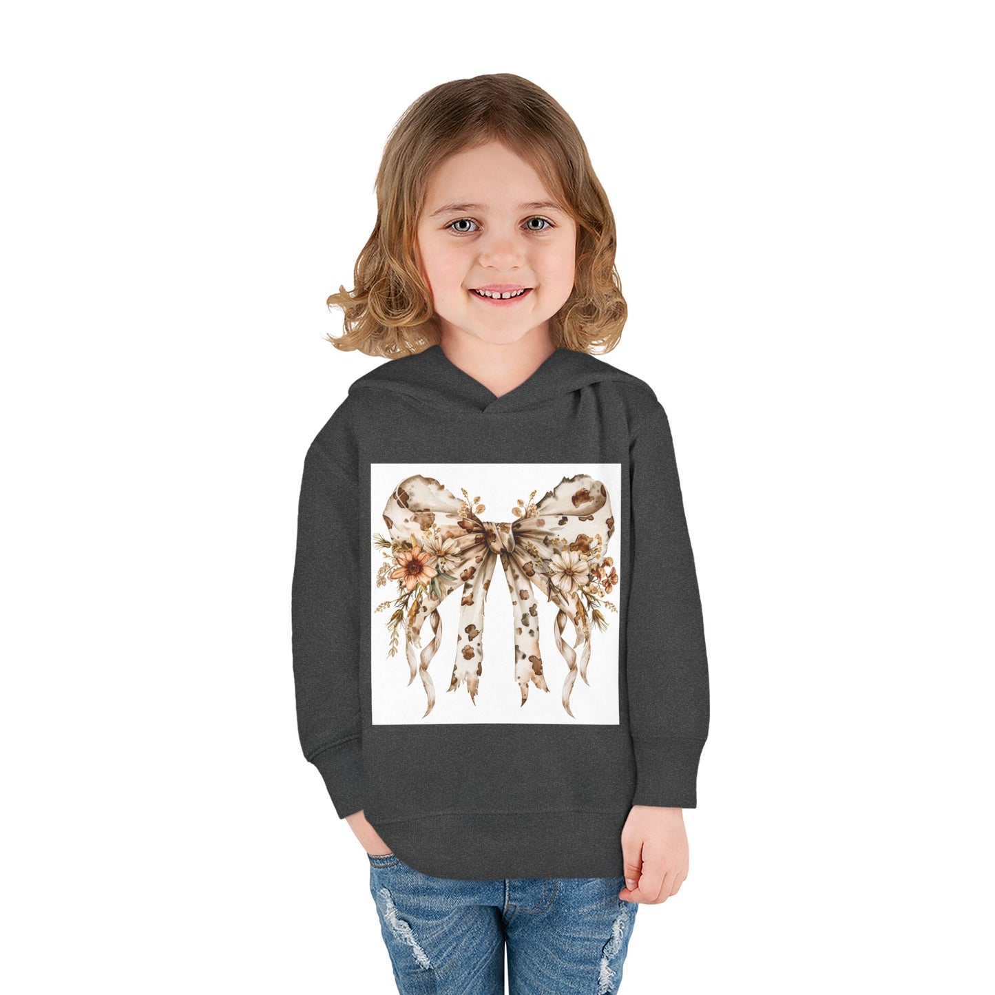 Floral Bow Toddler Fleece Hoodie - Cute Pullover for Kids
