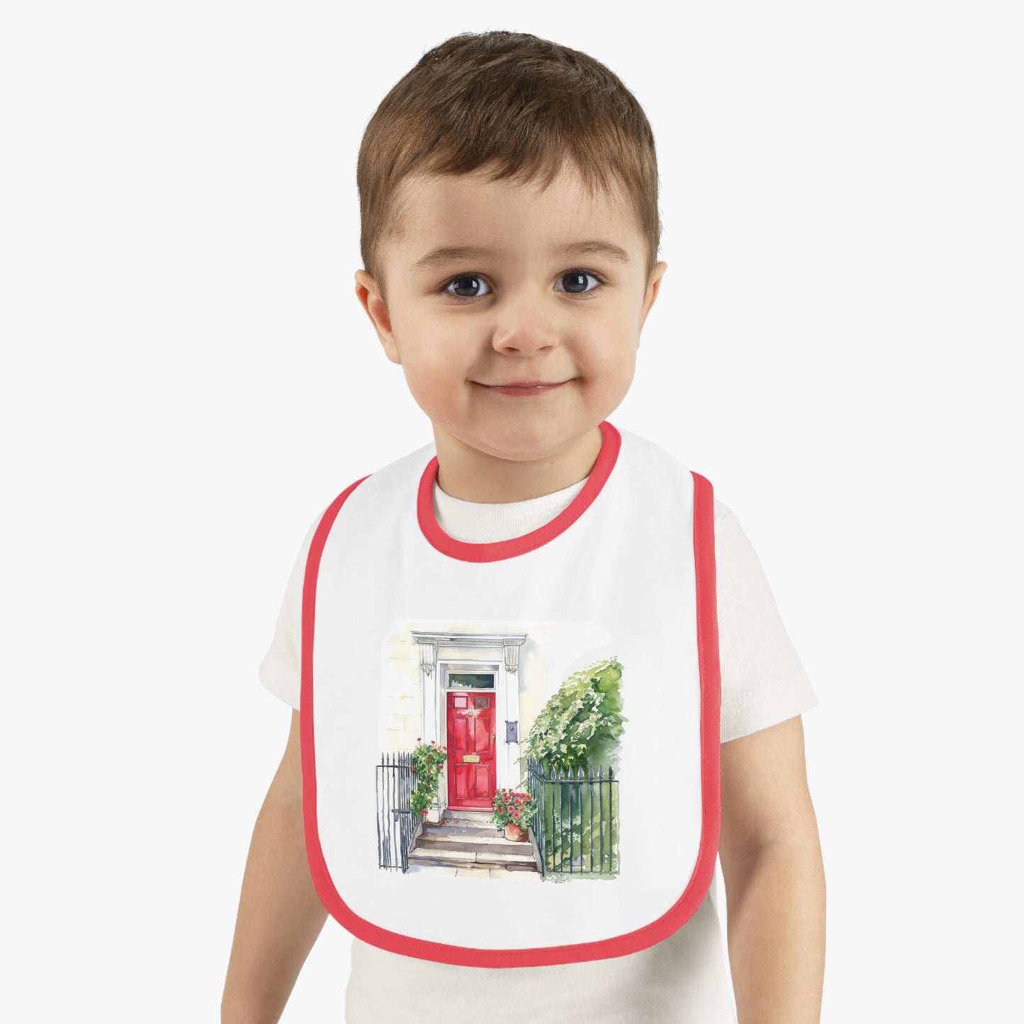 Whimsical Baby Bib with Charming Red Door Design, Cute Gift for New Parents, Baby Shower Essential, Toddler Feeding Accessory