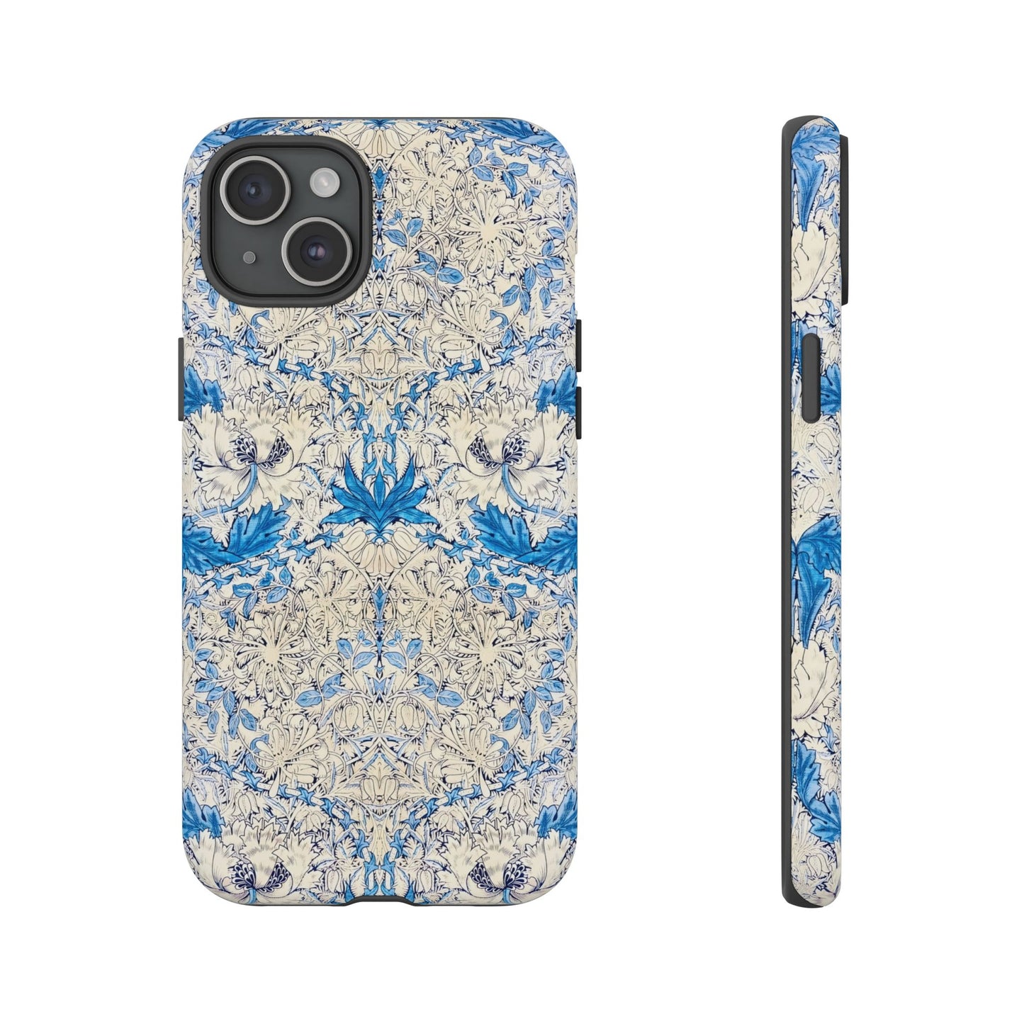Elegant Floral Phone Case, Tough iPhone Cover, Stylish Mobile Protector, Blue Patterned Case, Unique Gift for Her