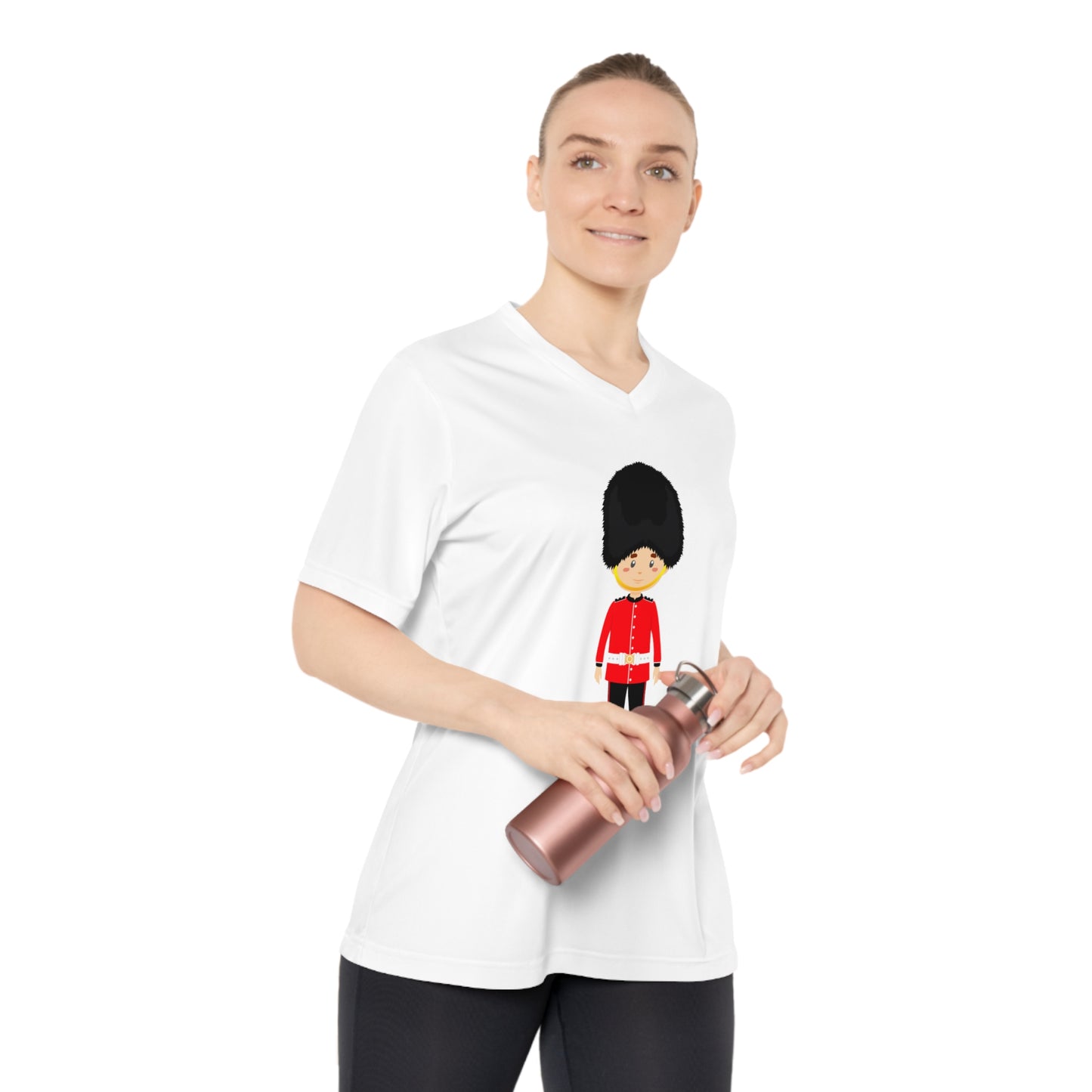 Women's Performance V-Neck T-Shirt with Guard Design - Red Jacket - Cornwall's Army Museum