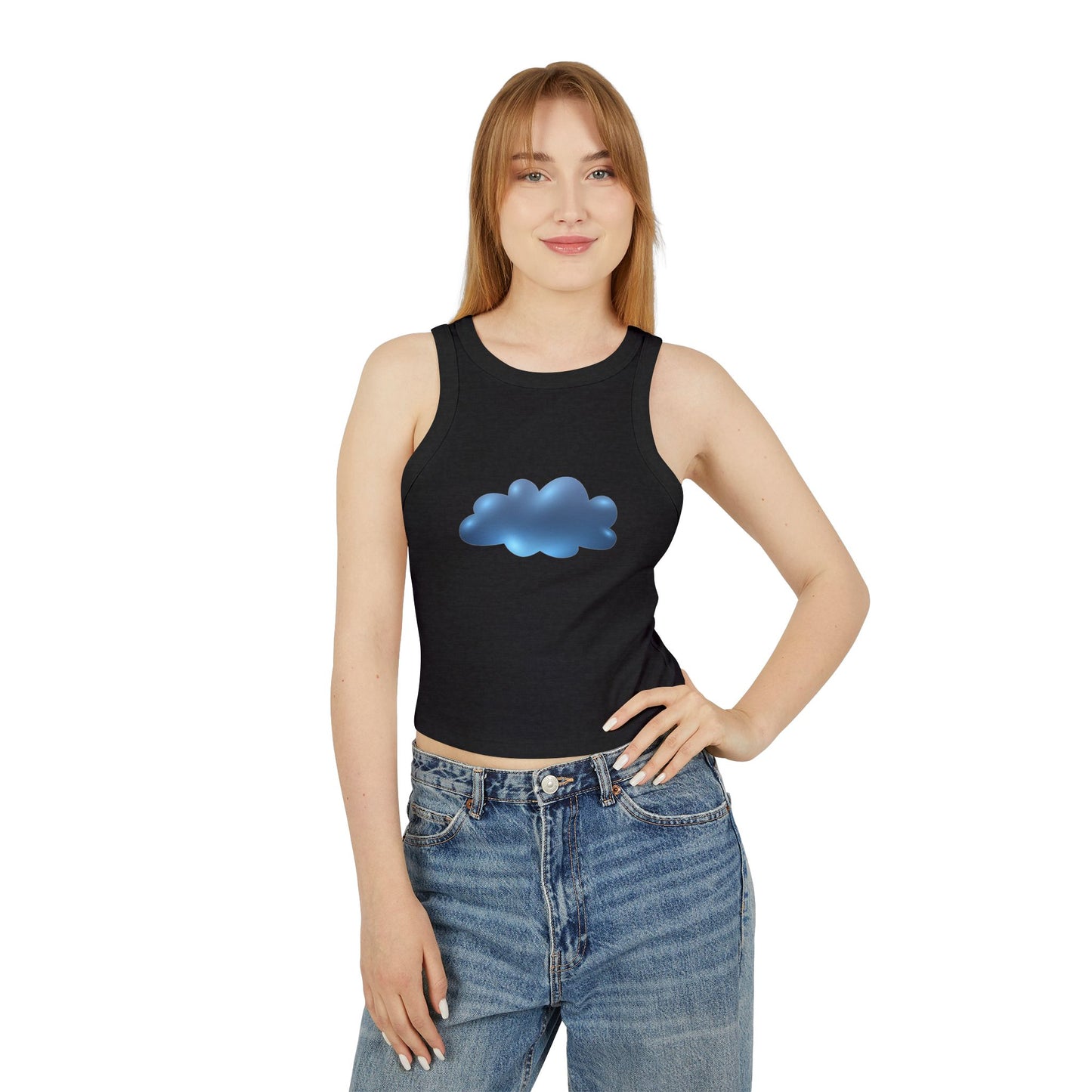 Women's Micro Rib Racer Tank Top - Serene Cloudscape