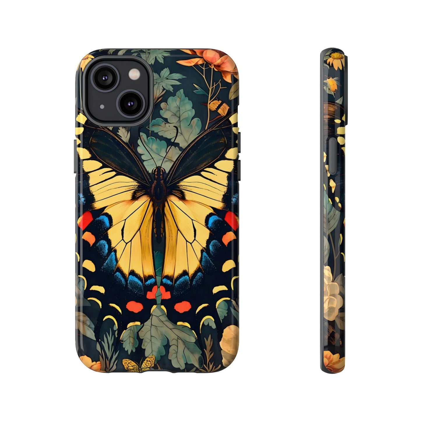 Butterfly Floral Phone Case, Art-inspire Tough Case, Gift for Nature Lovers, Butterfly Pattern Cover, Eco-Friendly Mobile Accessory