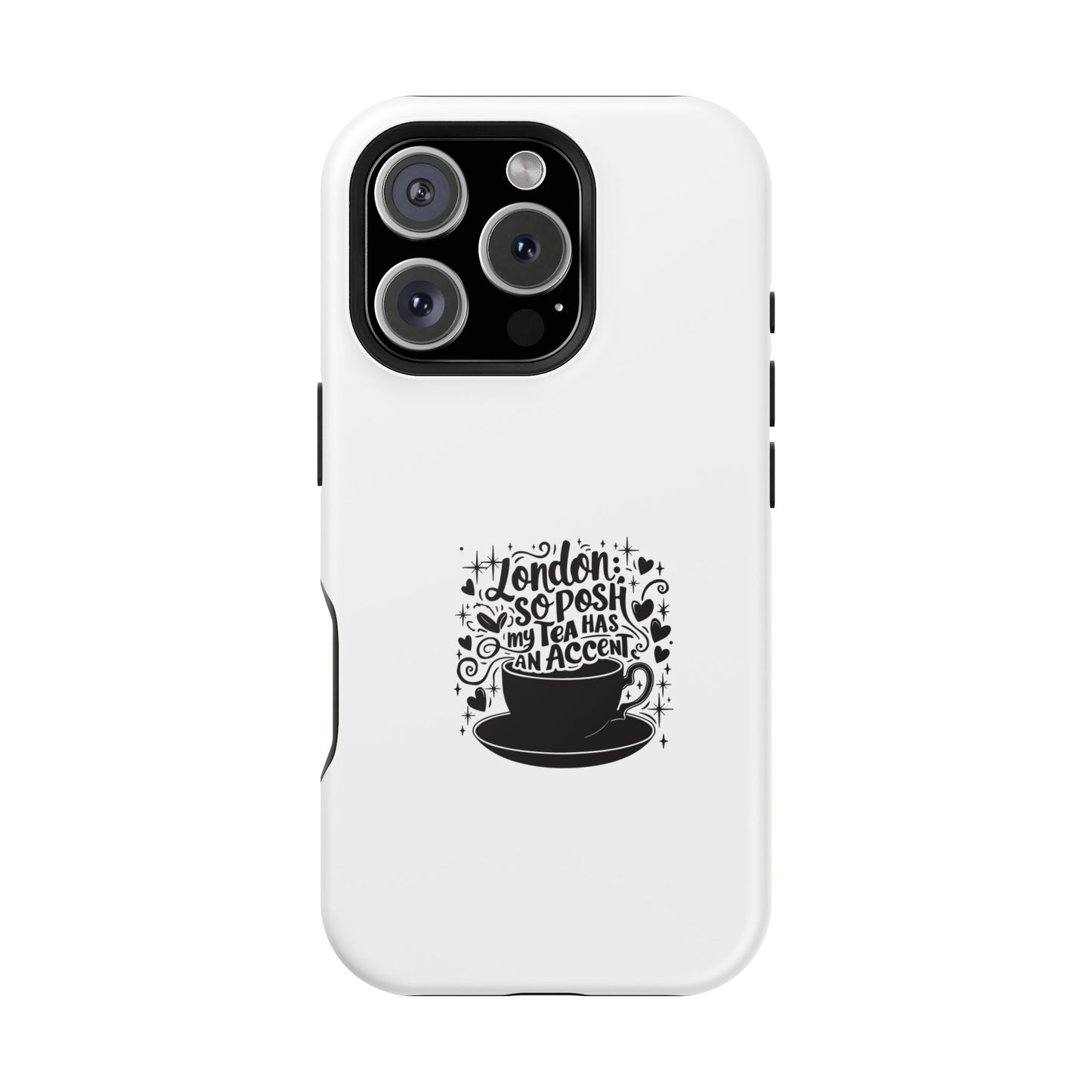 Stylish Magnetic Tough Case for Phone, Gift for Tea Lovers, Custom Phone Cover, London Tea Design, Durable Mobile Protector