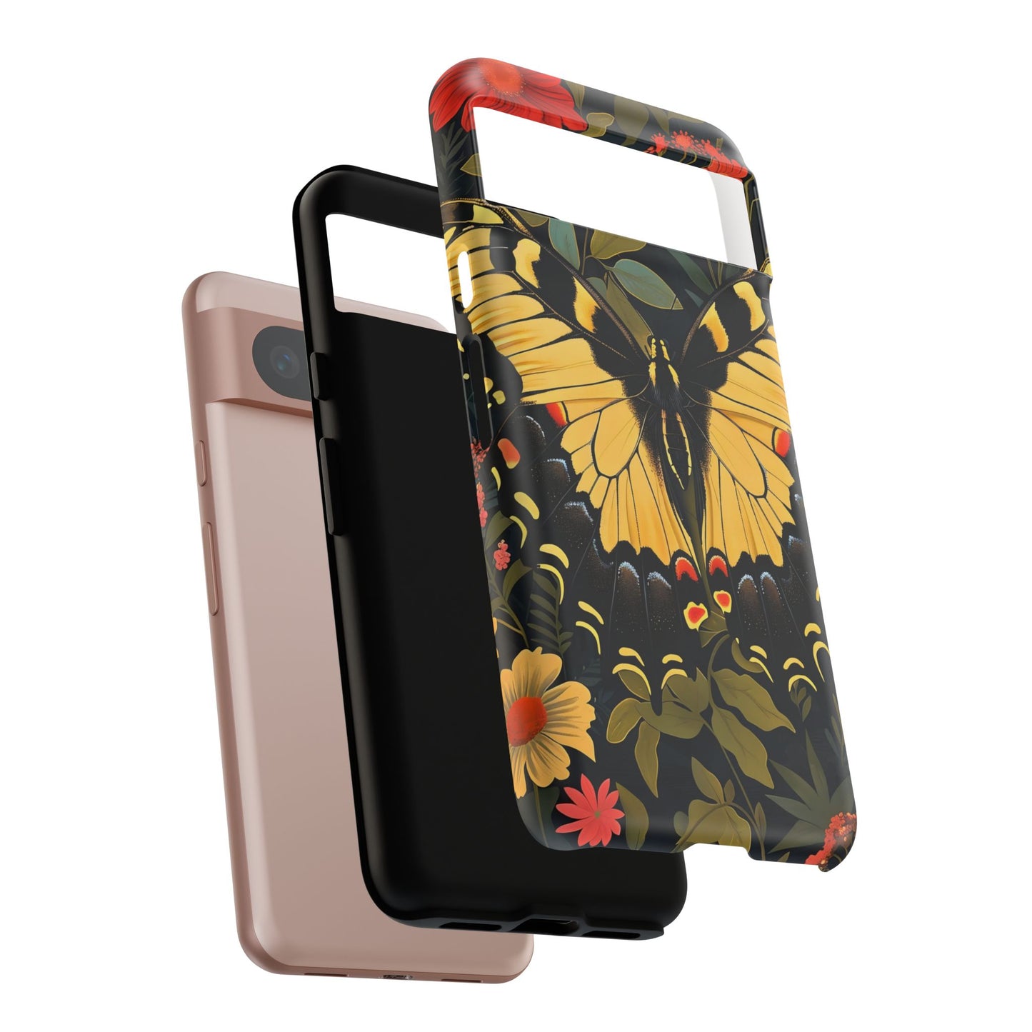 Butterfly Floral Phone Case, Tough Cases with Vibrant Design, Protective Cover for Nature Lovers, Gift for Her
