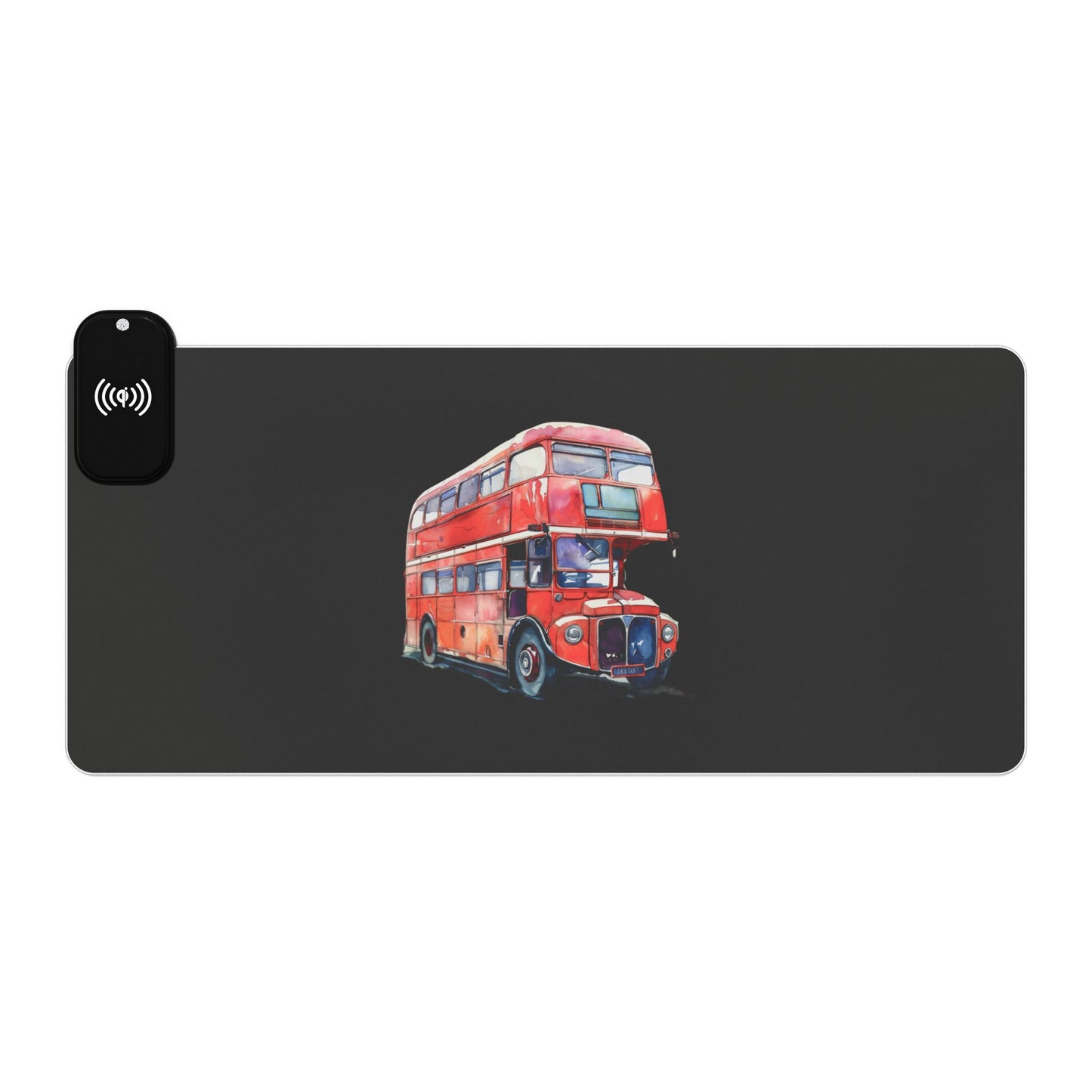 Red Double-Decker Bus – Ride Through London - LED Gaming Mouse Pad with Wireless Charging, RGB Desk Accessory for Gamers, Ideal Gift for Christmas, Birthday, Office Decor
