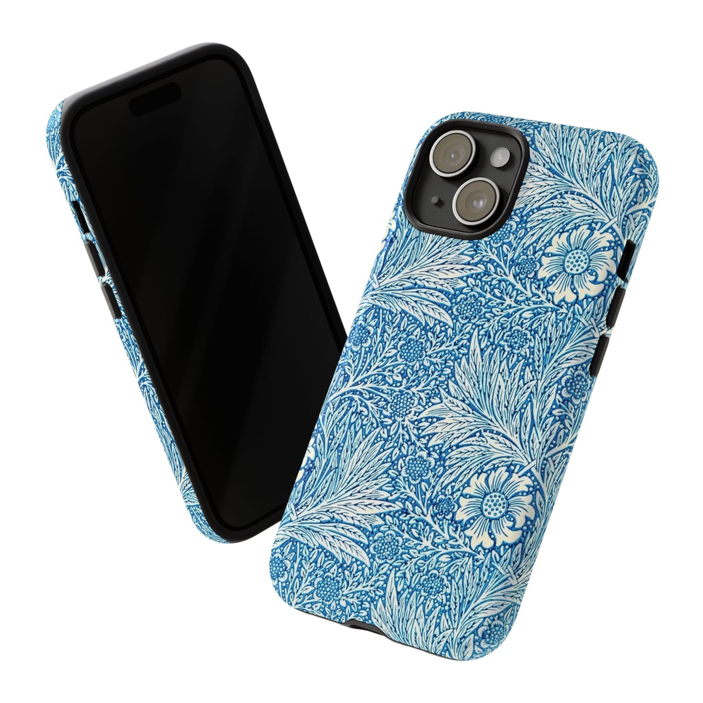 Stylish Phone Case, Tough Floral Phone Cover, Fashionable Tech Accessory, Gift for Her, Blue Flower Design