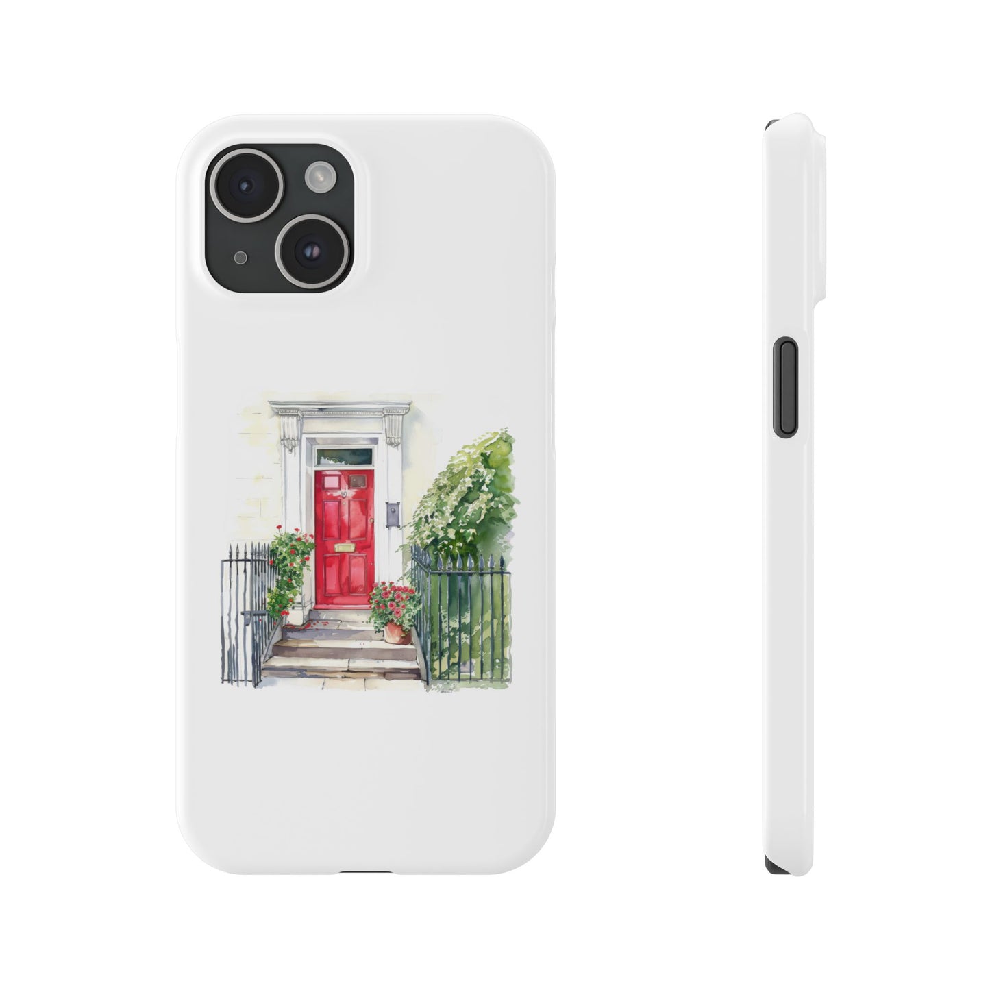 Charming Red Door Slim Phone Cases – Aesthetic Protection for Your Device, Perfect Gift for Home Lovers, Housewarming, Art Enthusiasts