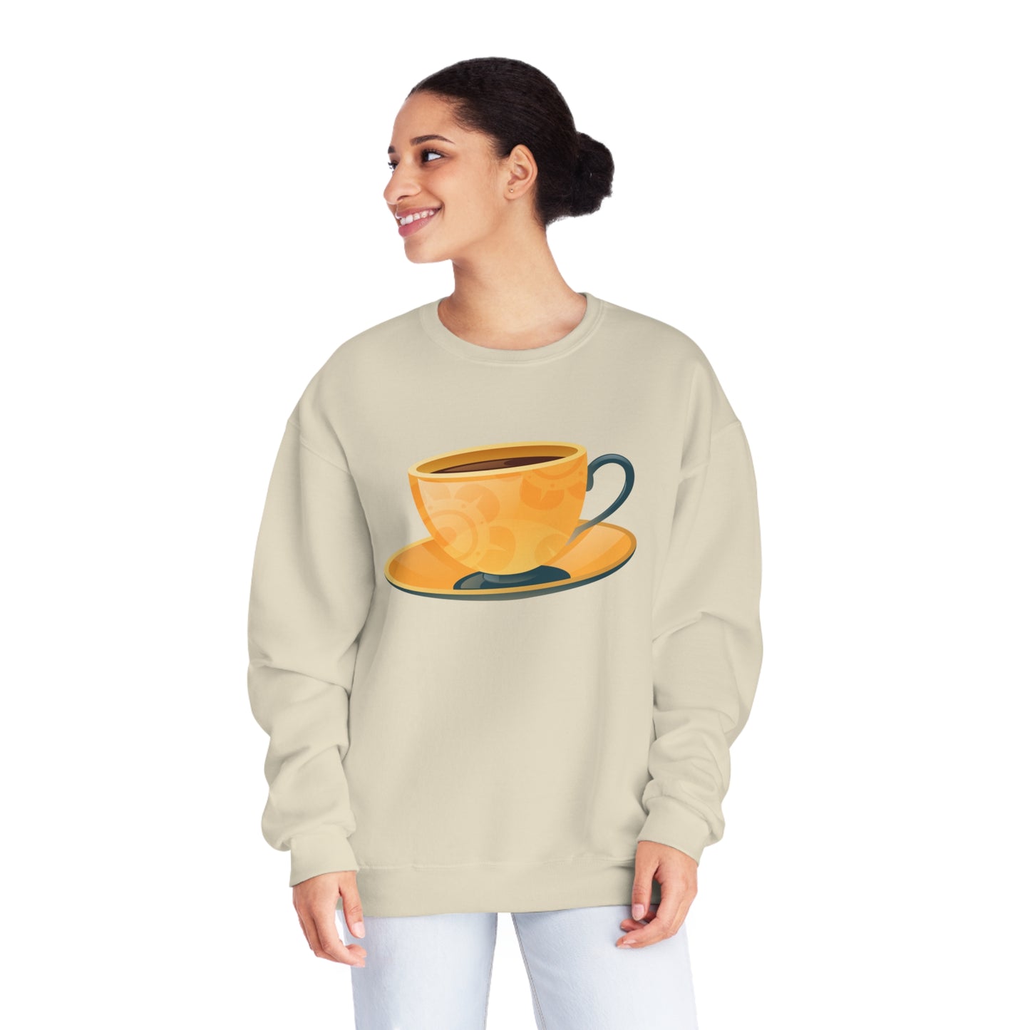 Unisex NuBlend® Crewneck Sweatshirt - Elegant British Tea Cup - Classic Tea Time Style