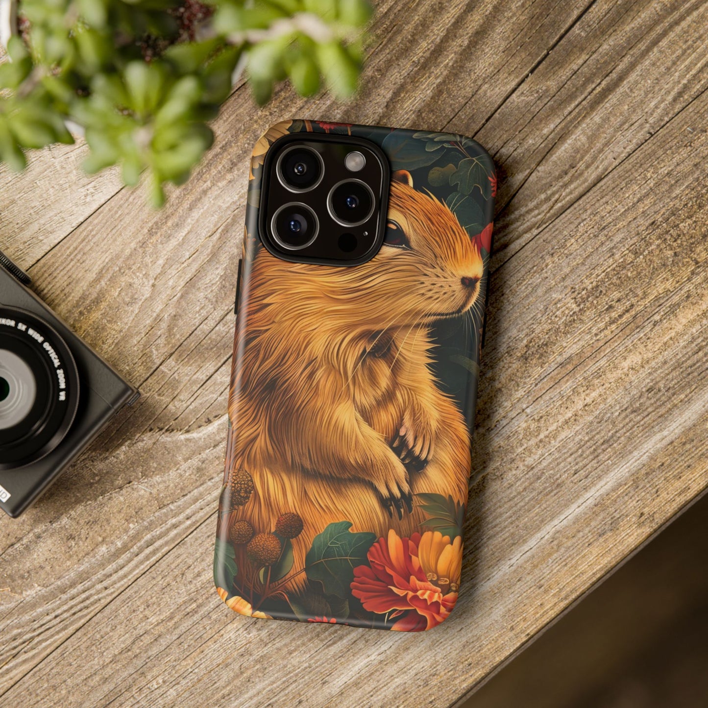 Cute Animal Phone Case, Floral Design Tough Cases for Nature Lovers, Gifts for Her, Customizable Mobile Accessory, Pet Lover Phone Cover