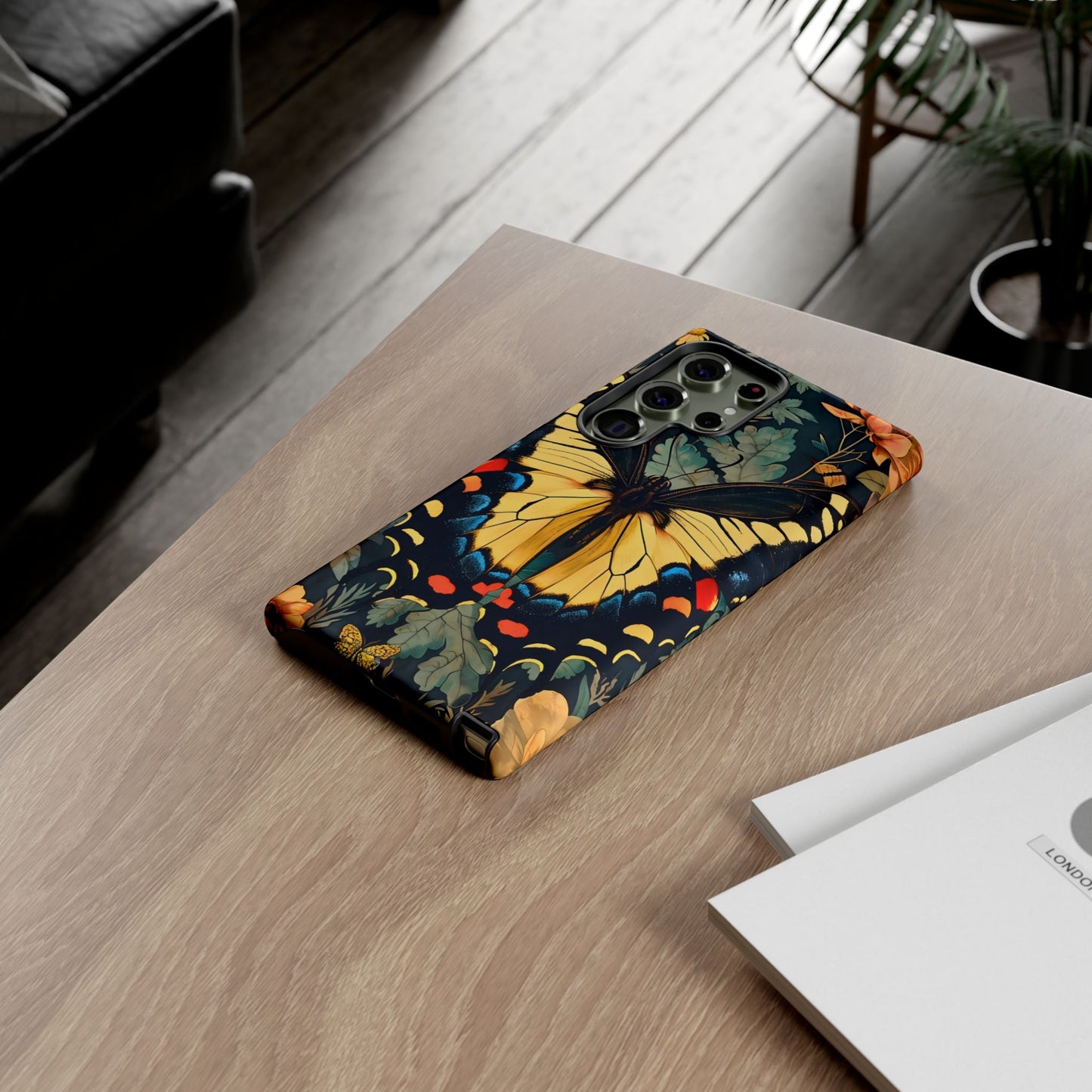 Butterfly Floral Phone Case, Art-inspire Tough Case, Gift for Nature Lovers, Butterfly Pattern Cover, Eco-Friendly Mobile Accessory