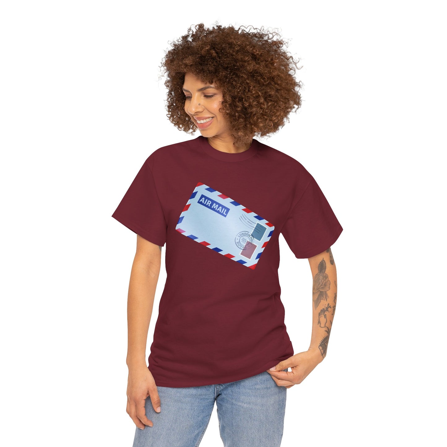 Unisex Heavy Cotton Tee - Vintage British Air Mail - Classic Postal Design