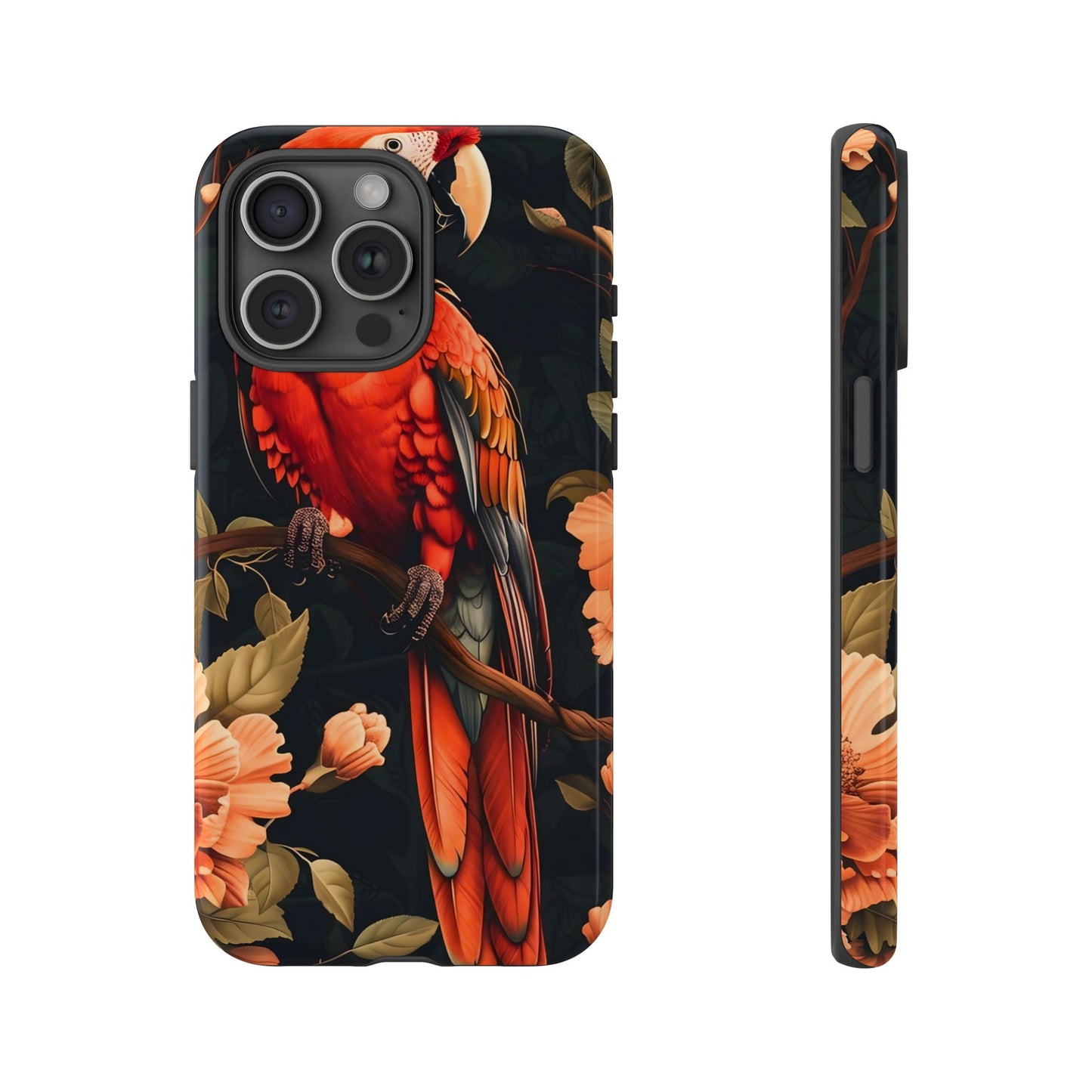 Vibrant Tropical Phone Case with Parrot Design, Bird Lovers Gift, Floral Phone Cover, Nature Inspired Accessories, Tough Cases