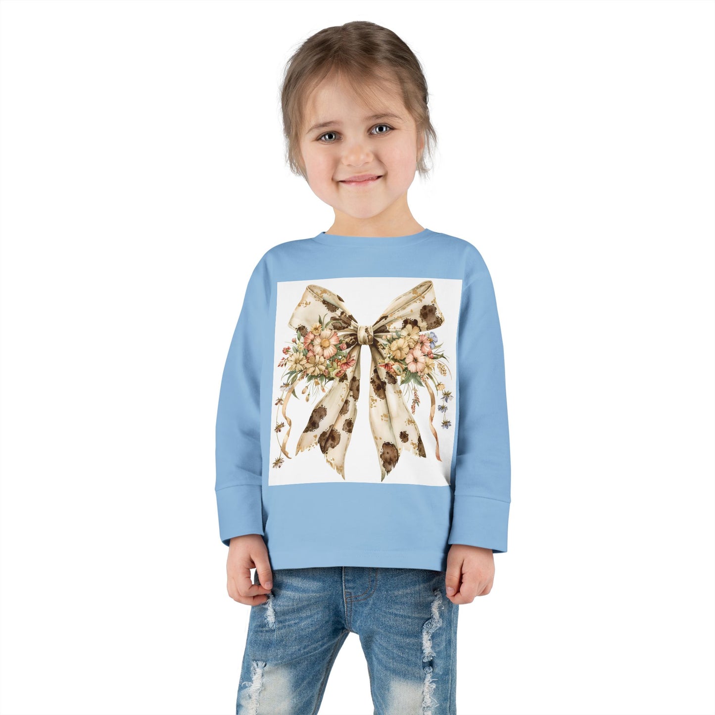 Floral Bow Toddler Long Sleeve Tee - Perfect for Spring Celebrations