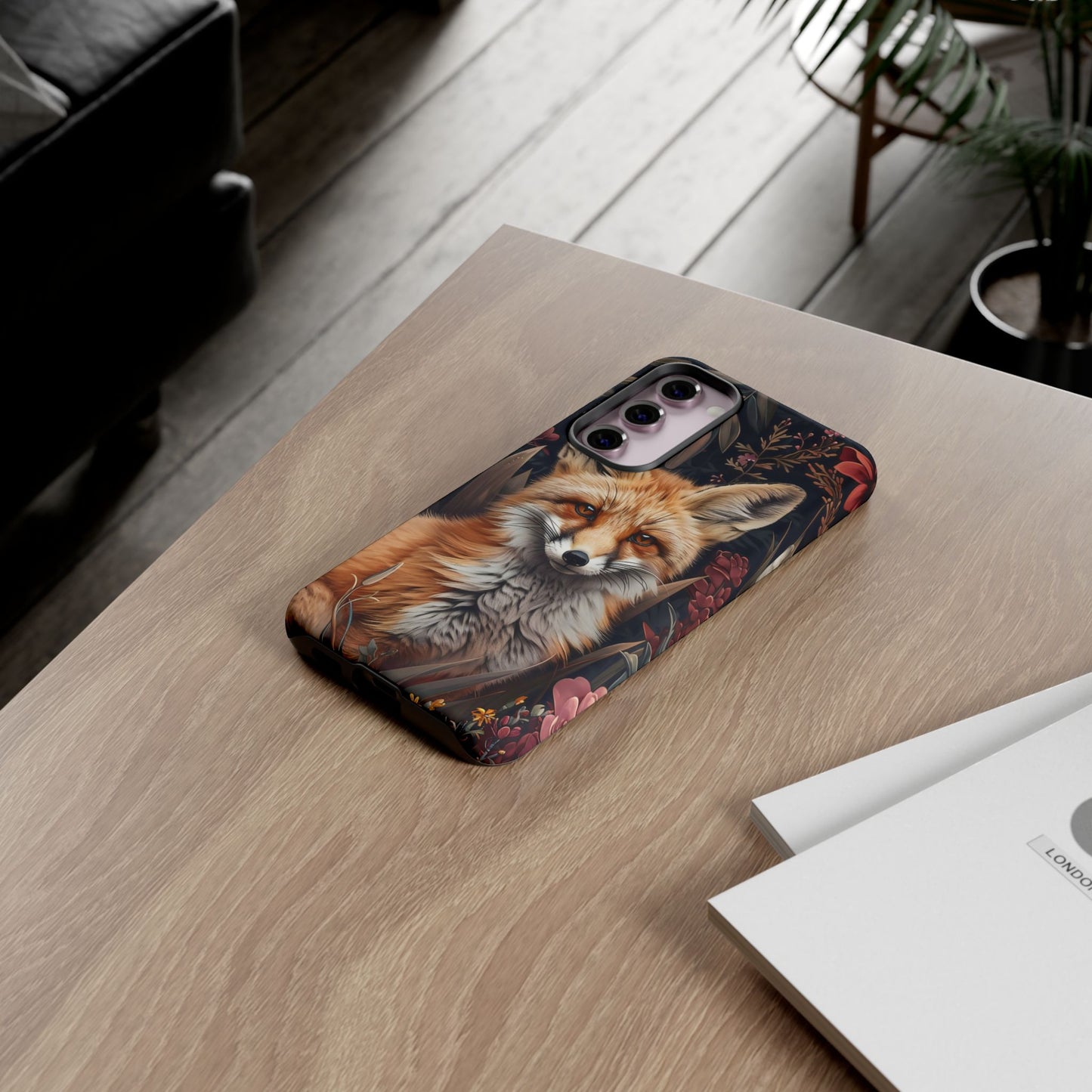 Fox Floral Phone Case, Tough Cases for Animal Lovers, Nature Themed Gift, Cute Phone Cover, Wild Fox Protector