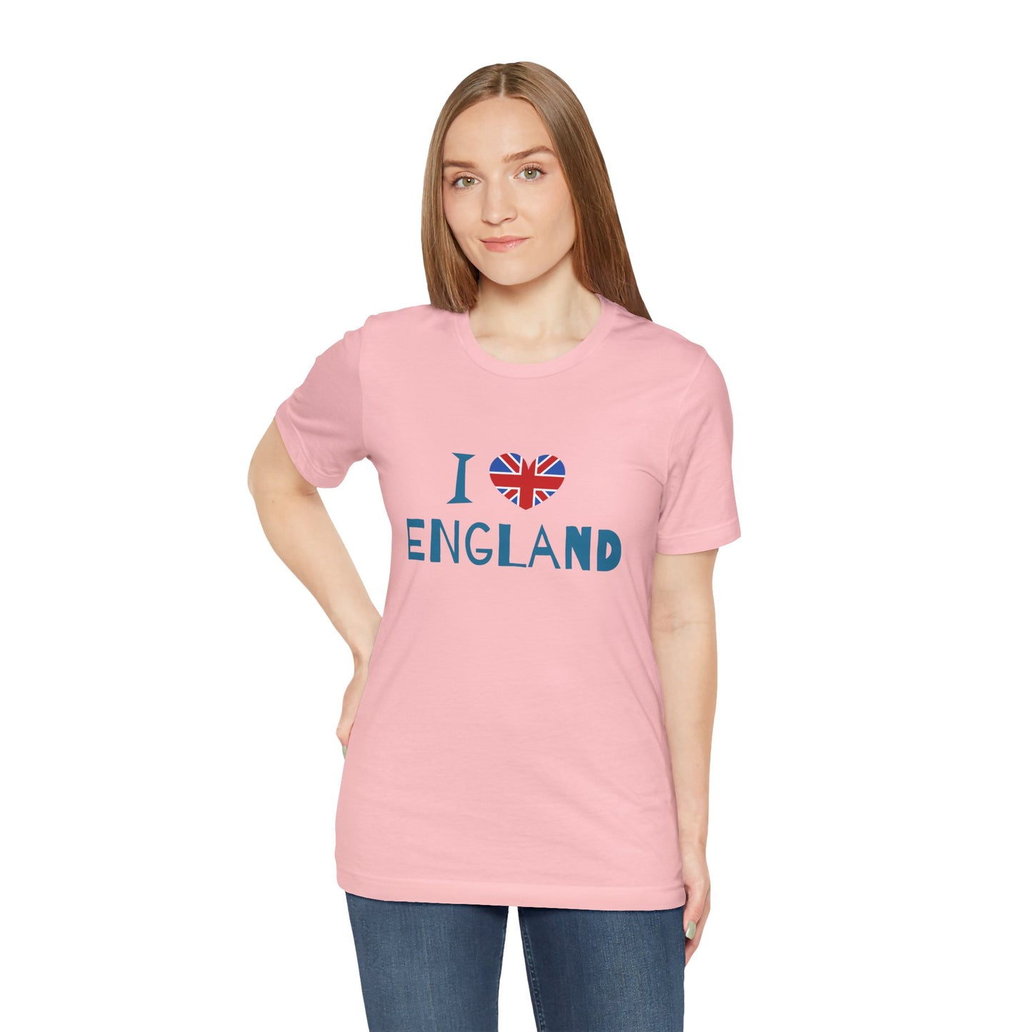 Unisex Jersey Short Sleeve Tee - I Love England - Union Jack Heart Design