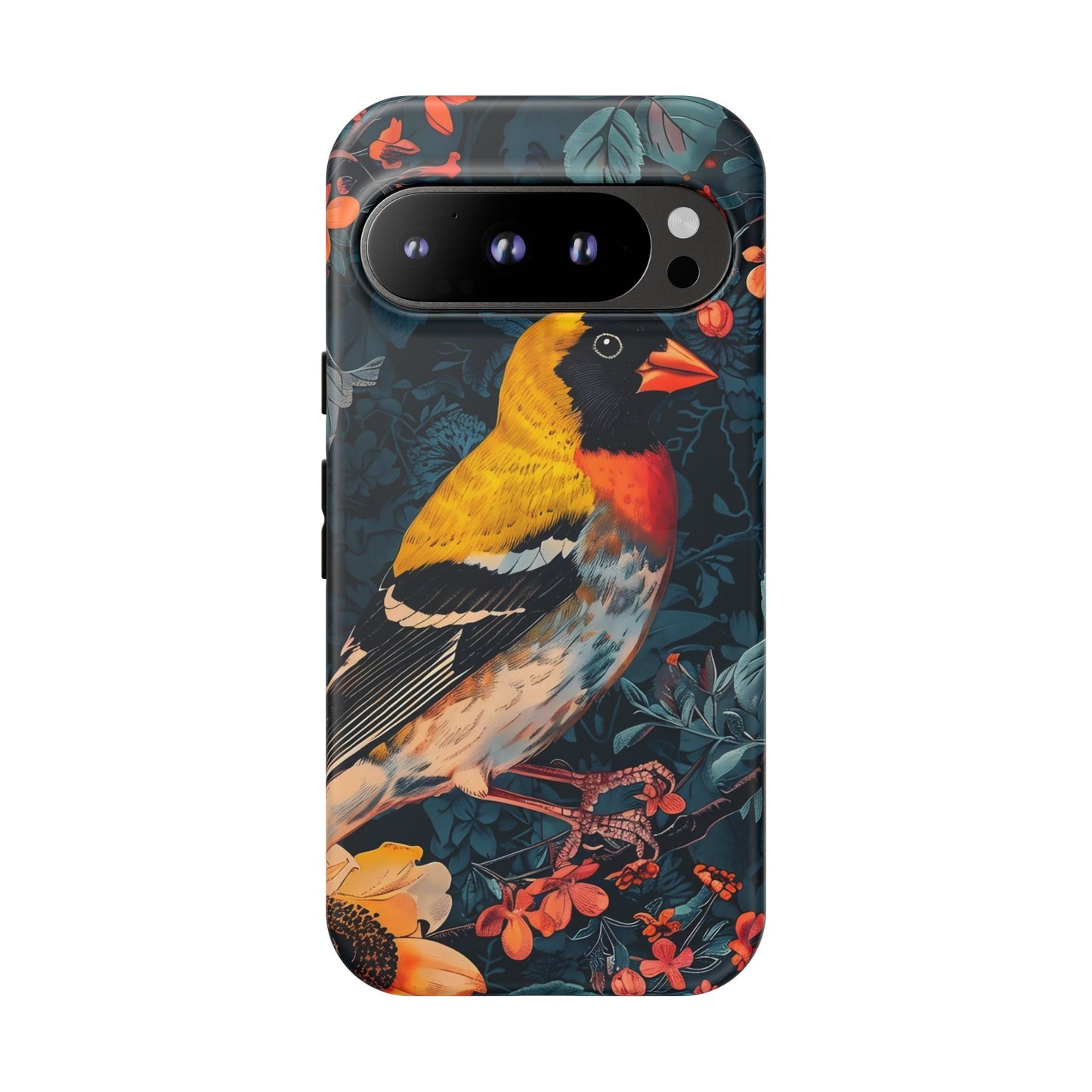 Colorful Bird Phone Case, Floral Phone Cover, Tough Phone Protector, Nature Lover Gift, Botanical Case, Unique Mobile Accessory