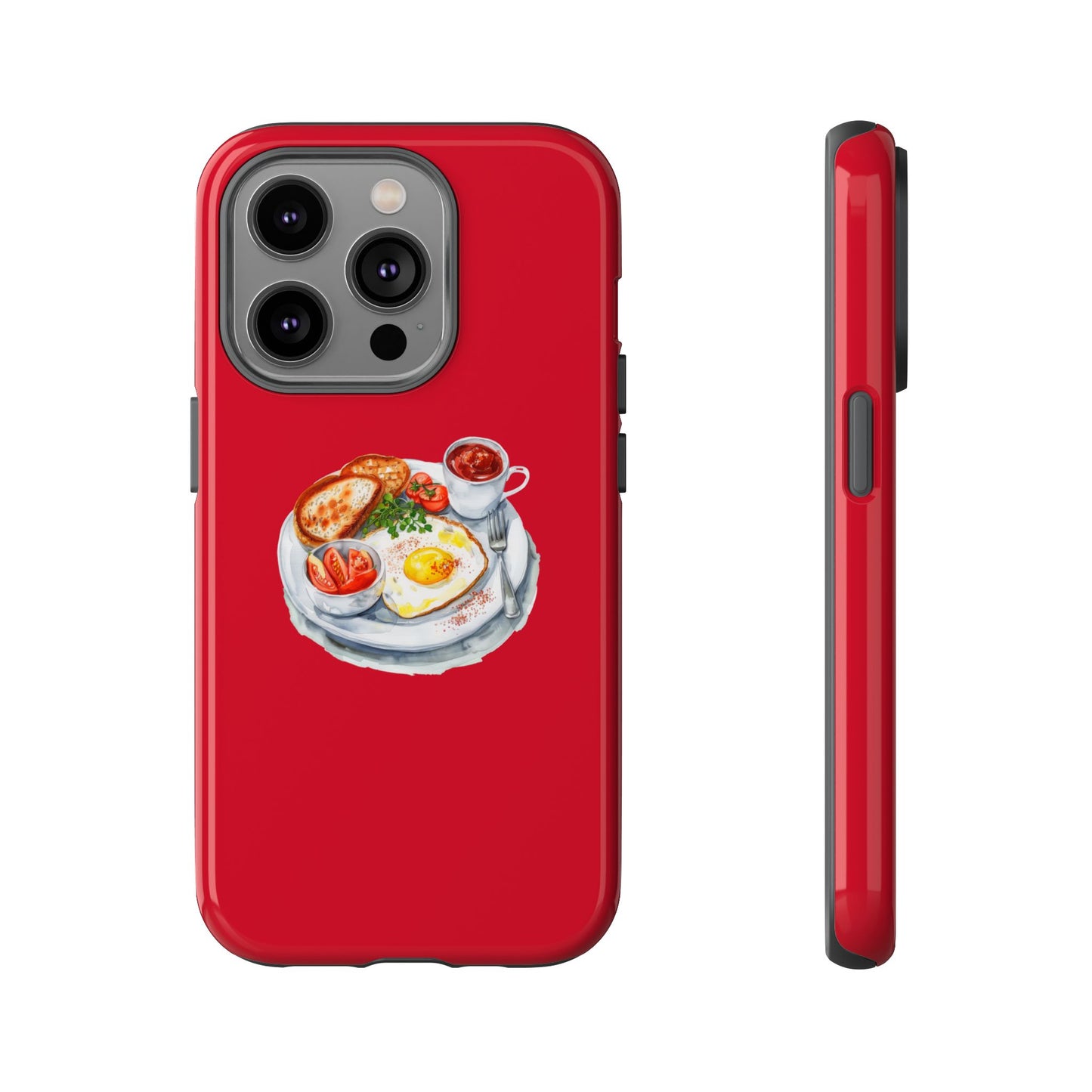 Breakfast-Inspired Phone Case, Tough Phone Covers, Foodie Gifts, Unique Accessories, Cute Kitchen Decor, Red Phone Case