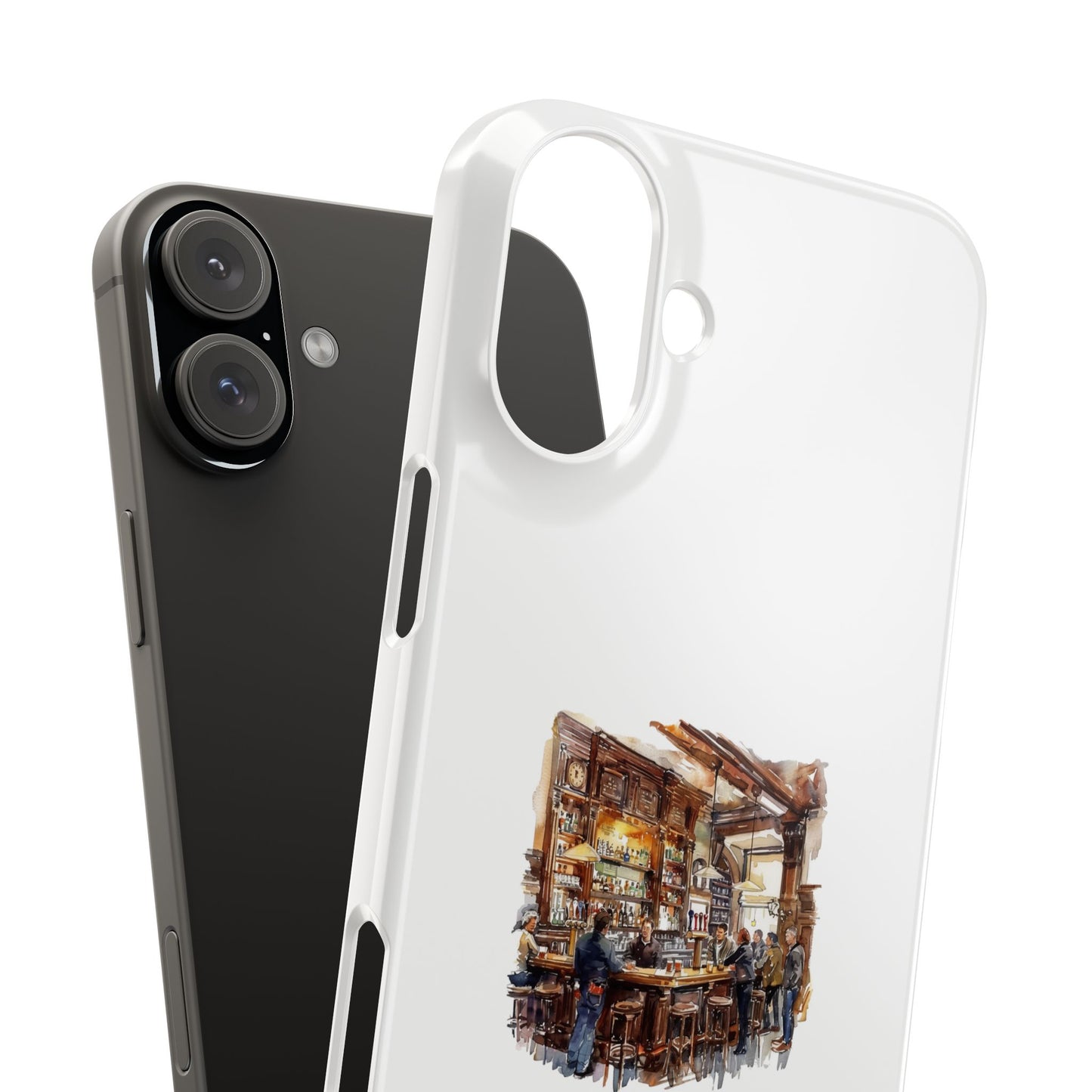 Artistic Slim Phone Cases, Coffee Shop Aesthetic, Unique Phone Covers, Gift for Coffee Lovers, Artistic Design Cases