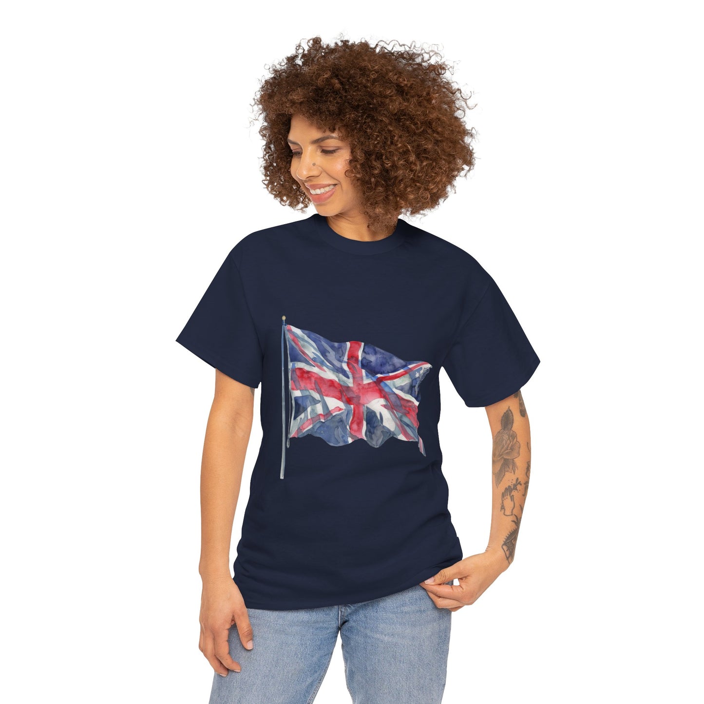 Unisex Heavy Cotton Tee - Love England - Union Jack Heart Design