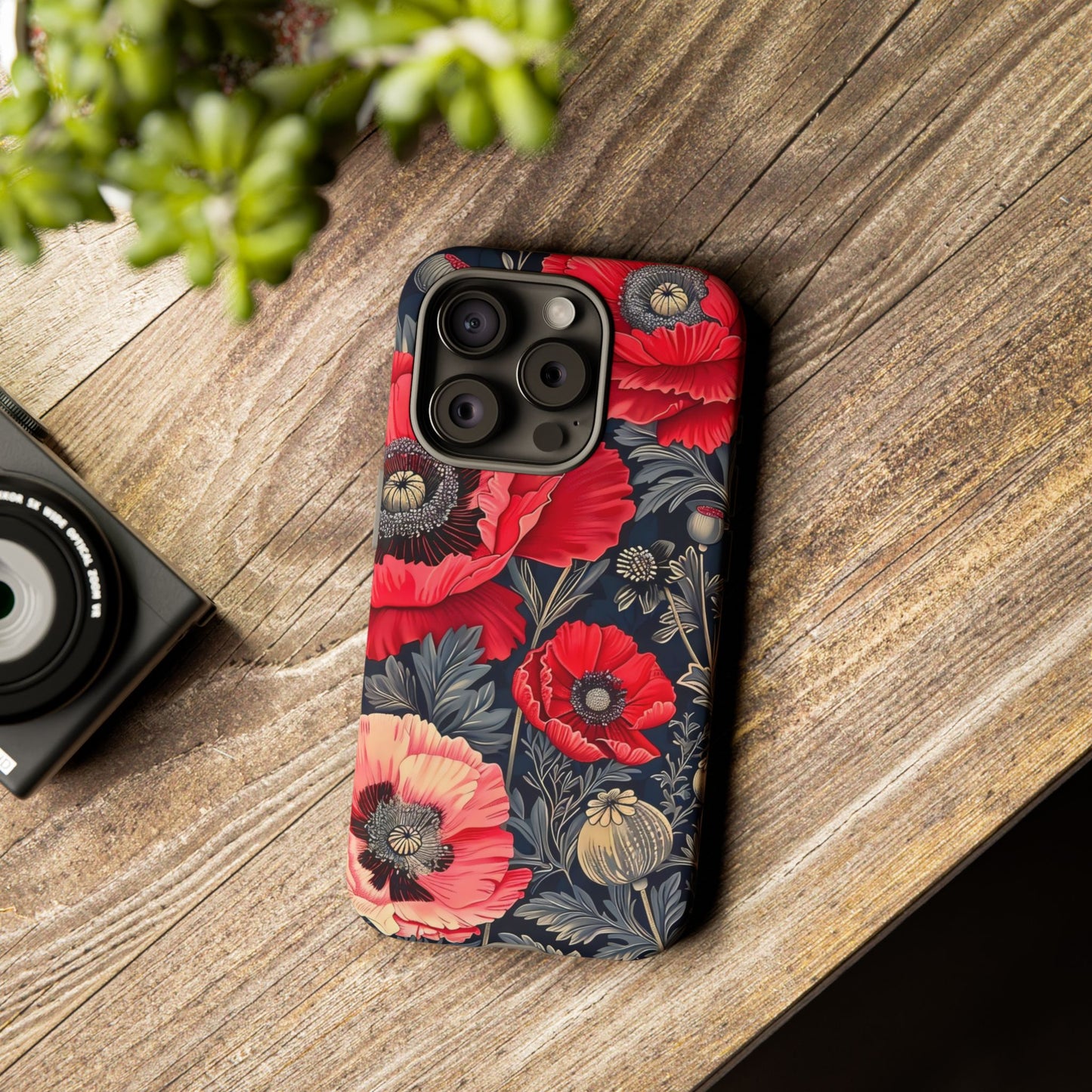 Floral Phone Case with Artistic Poppies, Tough Cases, Flower Design, Nature Lover Gift, Customizable Mobile Cover, Stylish Phone Accessories