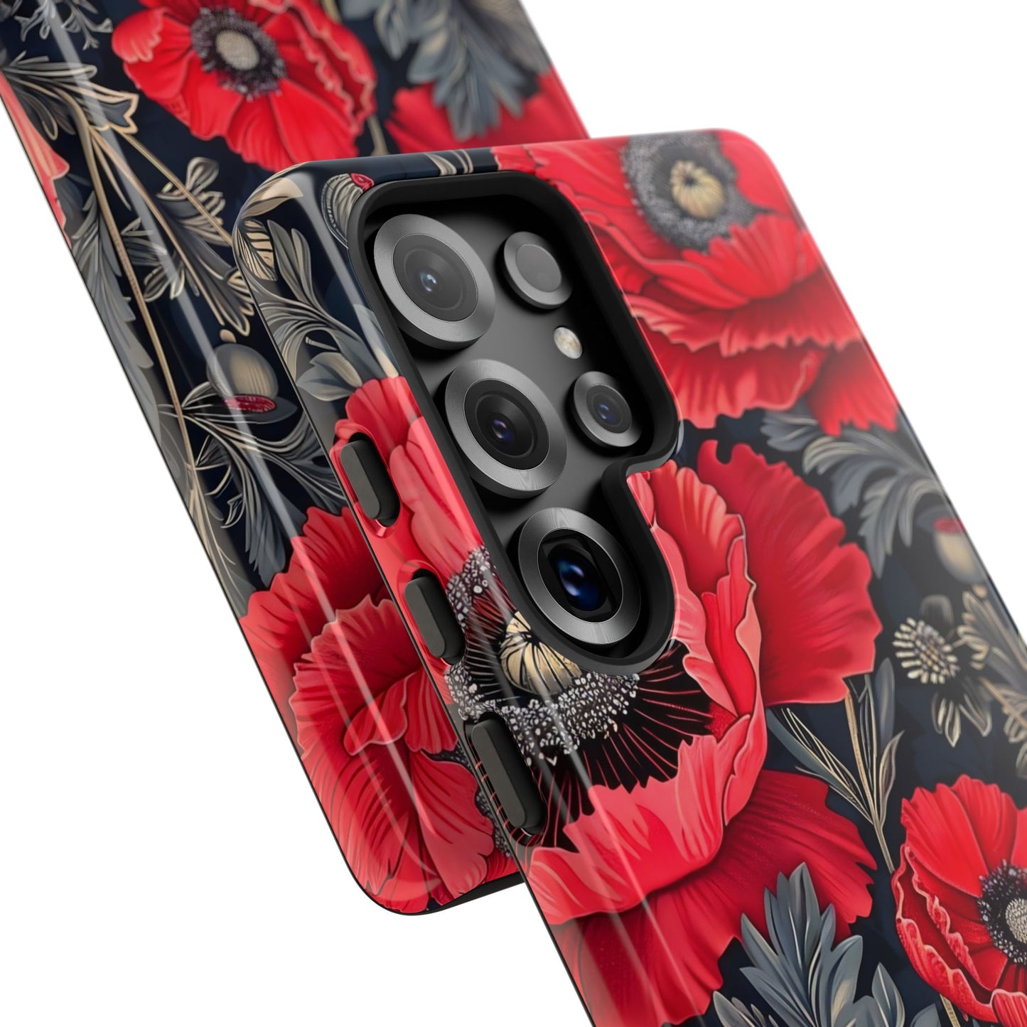 Floral Phone Case with Artistic Poppies, Tough Cases, Flower Design, Nature Lover Gift, Customizable Mobile Cover, Stylish Phone Accessories