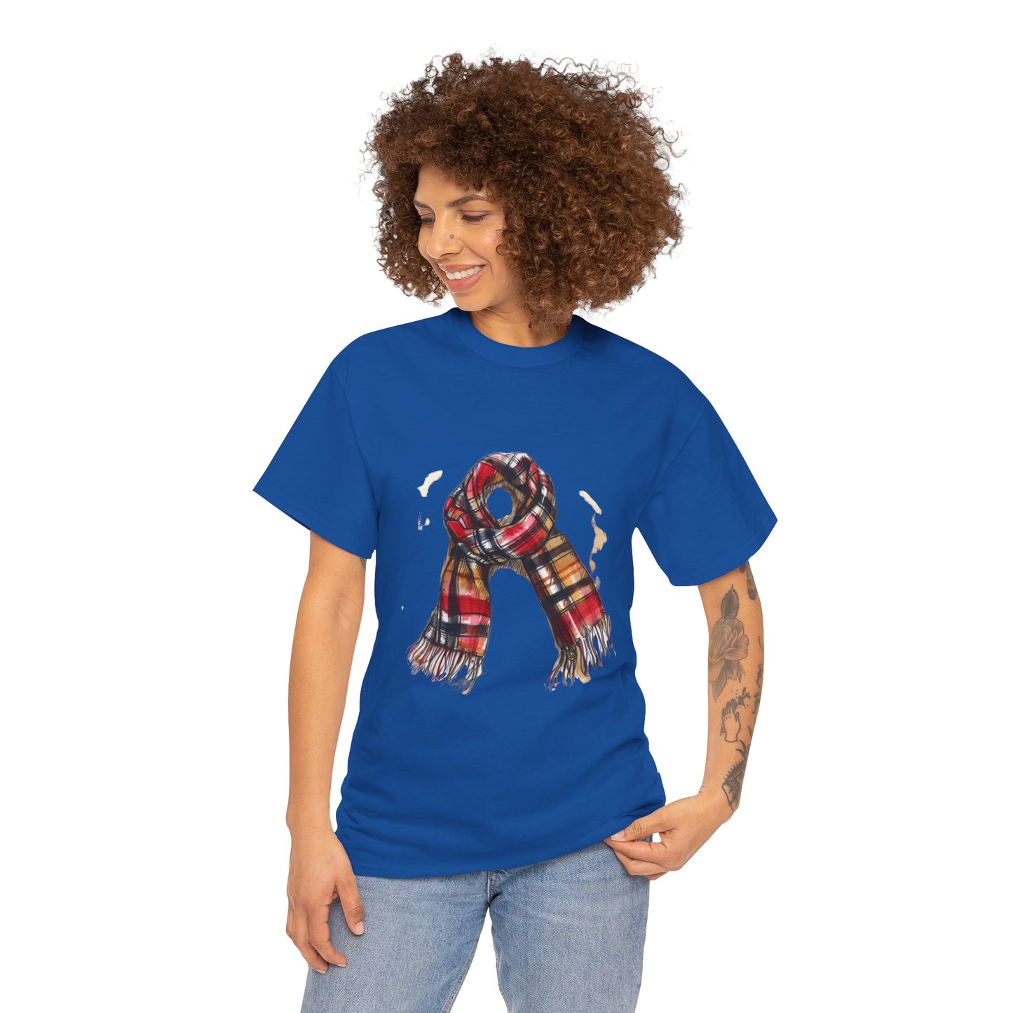 Unisex Heavy Cotton Tee - Plaid Scarf Design