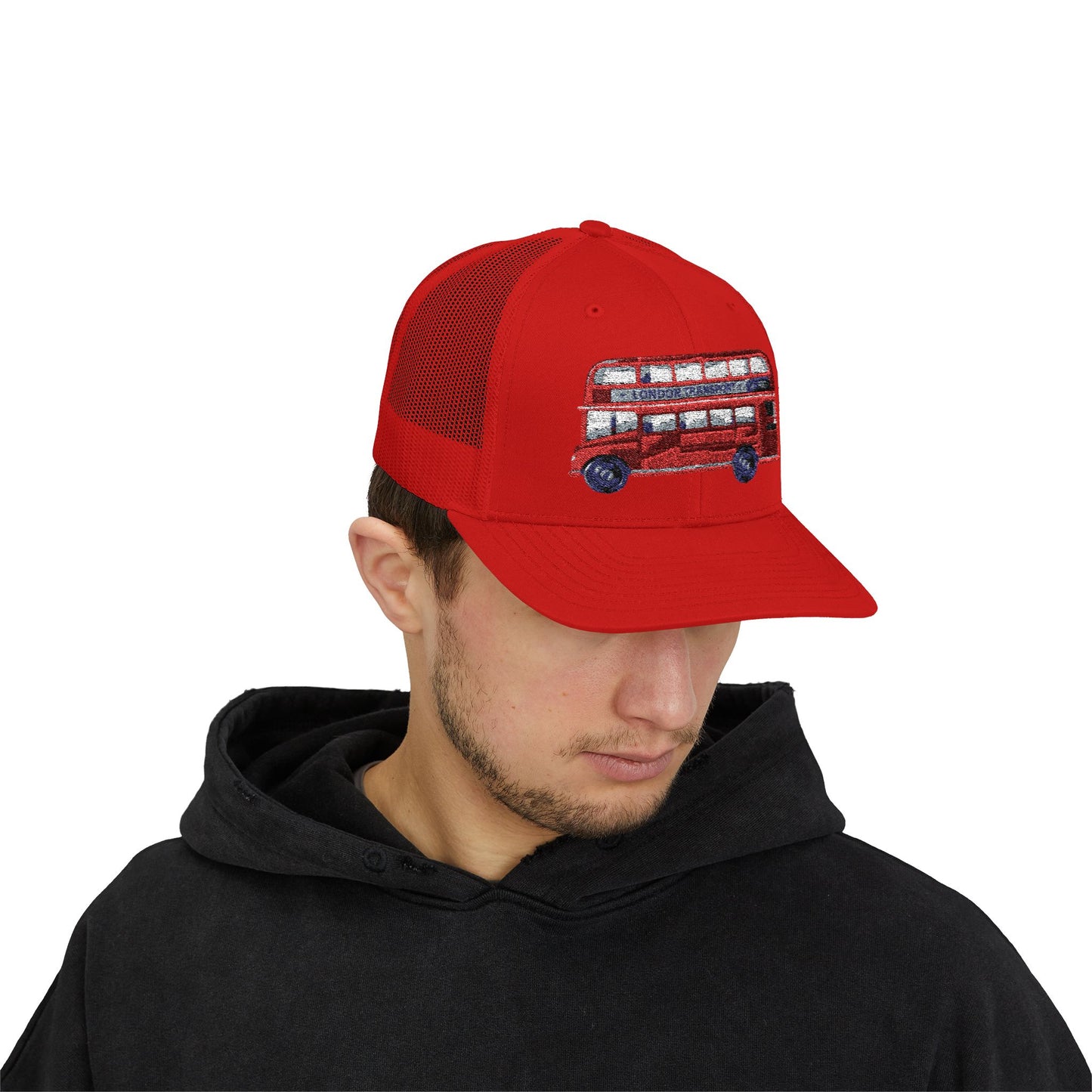 Vintage Double-Decker Bus Snapback Cap | Retro Trucker Hat, Outdoor Gear, Gift for Travelers, Festivals, Casual Wear