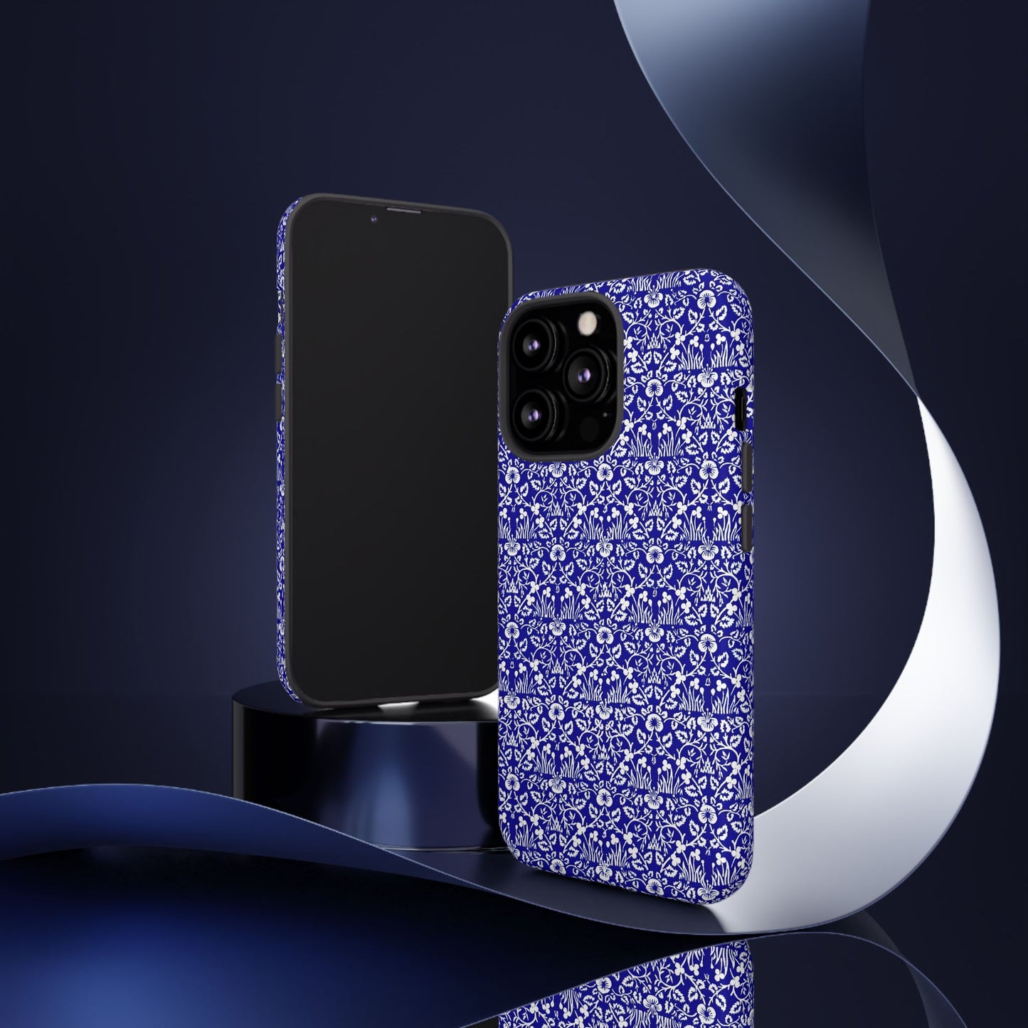 Elegant Floral Phone Case - Tough Cases, Blue Floral Design, Stylish Phone Accessory, Unique Gift, Modern Tech Protection