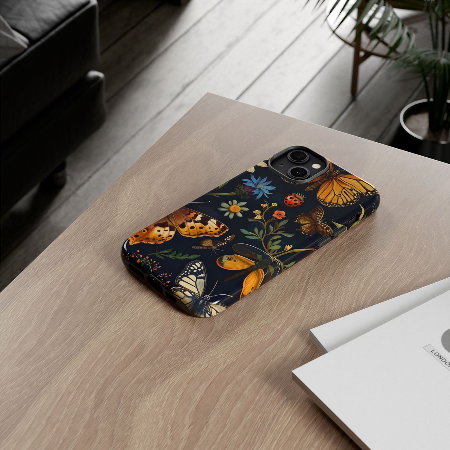 Nature-Inspired Phone Case | Floral Butterfly Design, Tough Phone Cover, Gift for Nature Lovers, Cute Butterfly Case, Home Decor