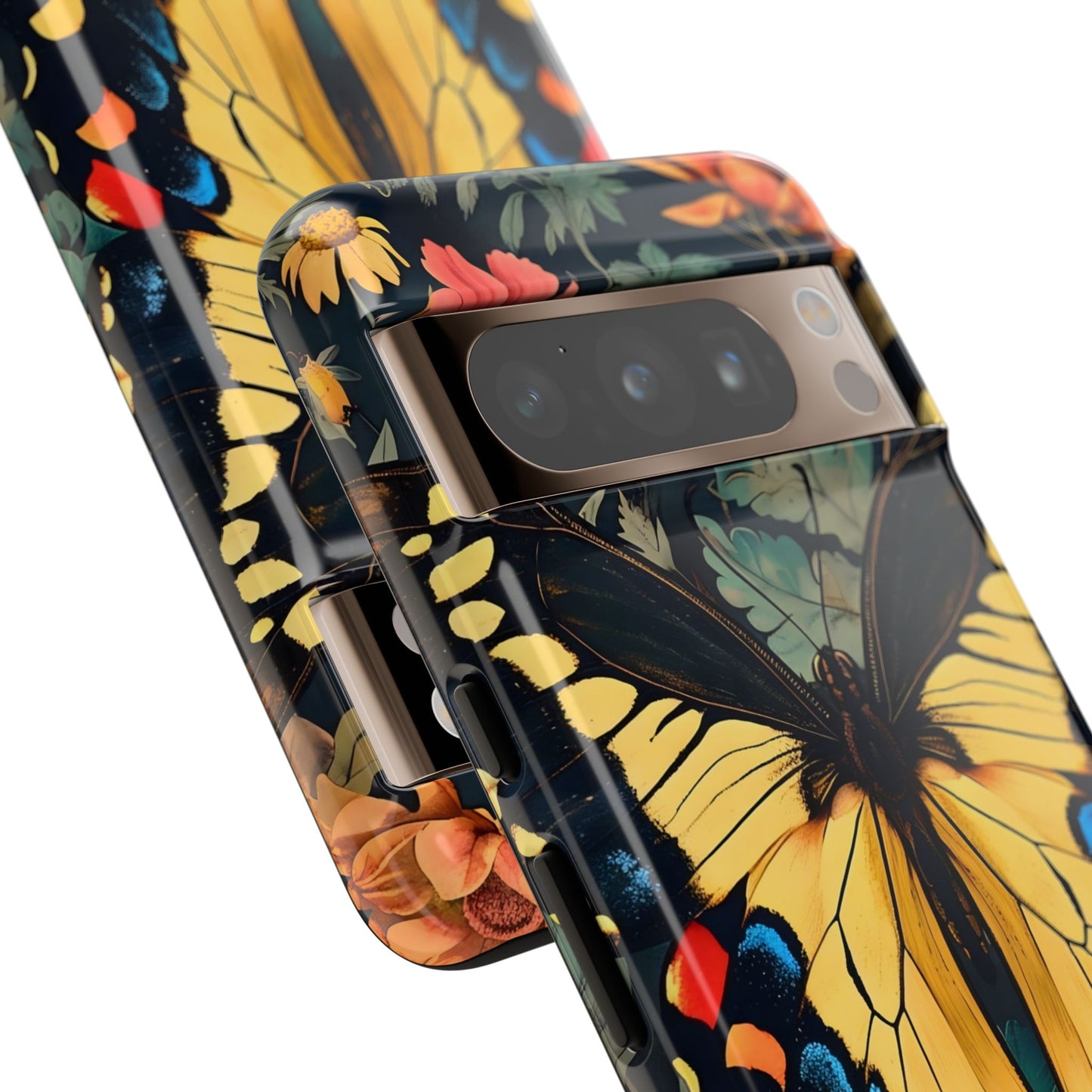 Butterfly Floral Phone Case, Art-inspire Tough Case, Gift for Nature Lovers, Butterfly Pattern Cover, Eco-Friendly Mobile Accessory