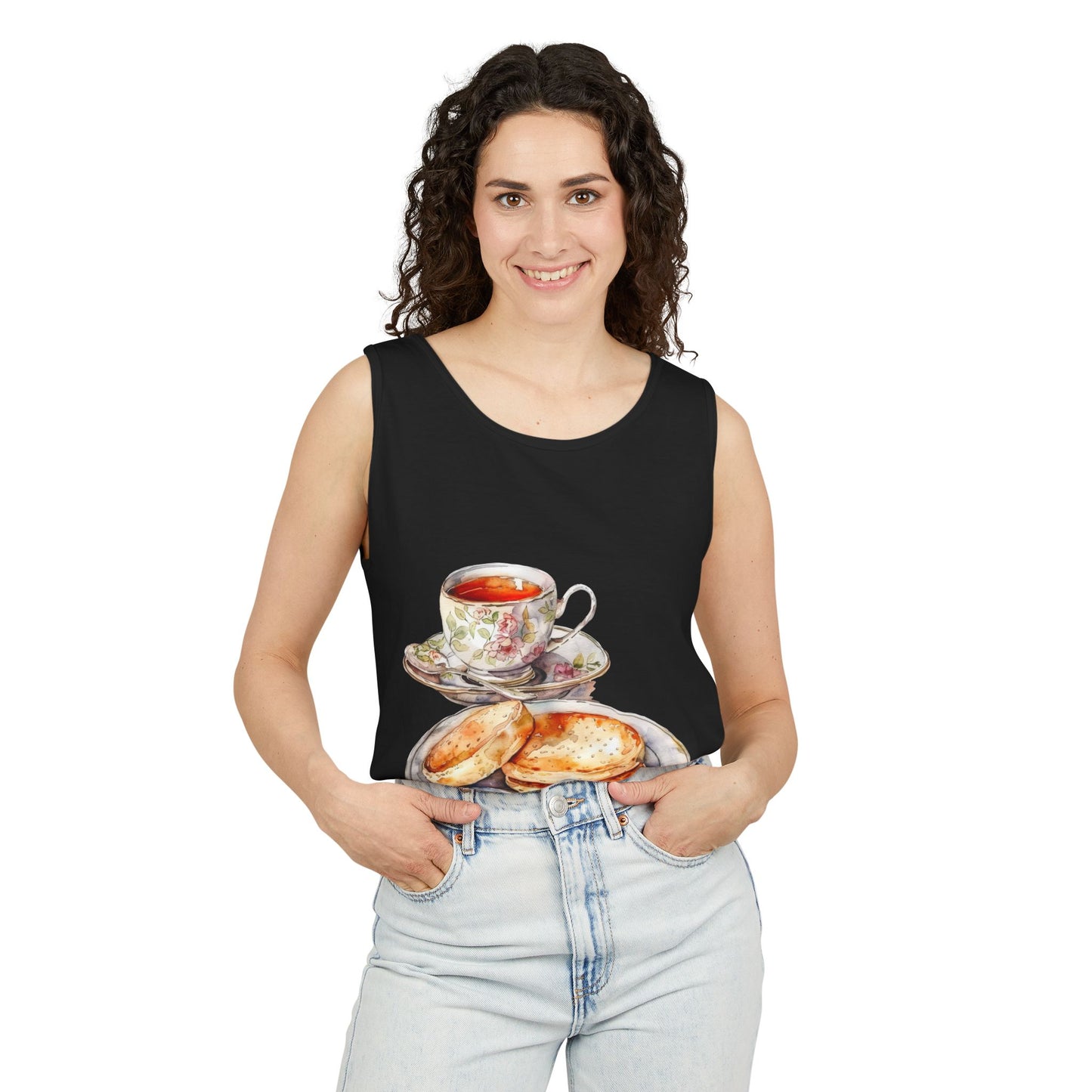 Unisex Garment-Dyed Tank Top - Artistic Food-Themed Painting for Home Decor