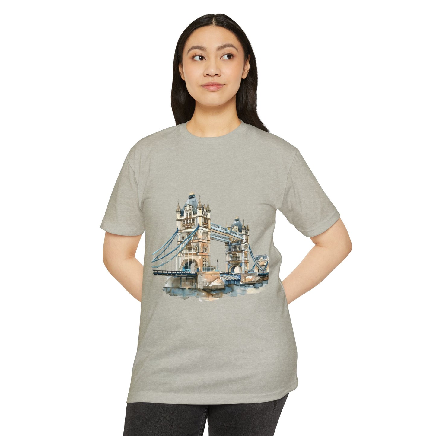 Unisex CVC Jersey T-shirt - London Bridge - Iconic Landmark and Historical Beauty