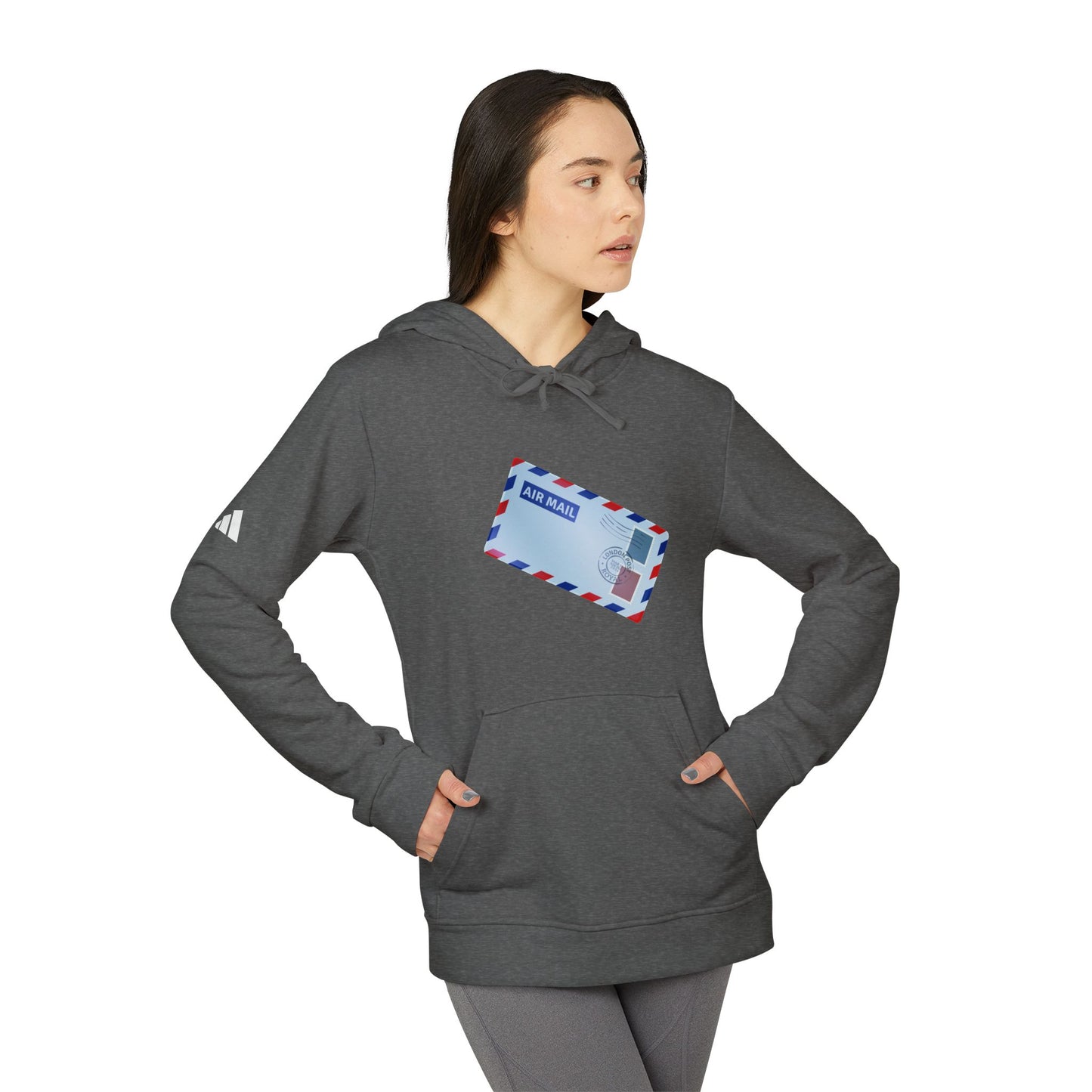 adidas Unisex Fleece Hoodie - Vintage British Air Mail - Classic Postal Design