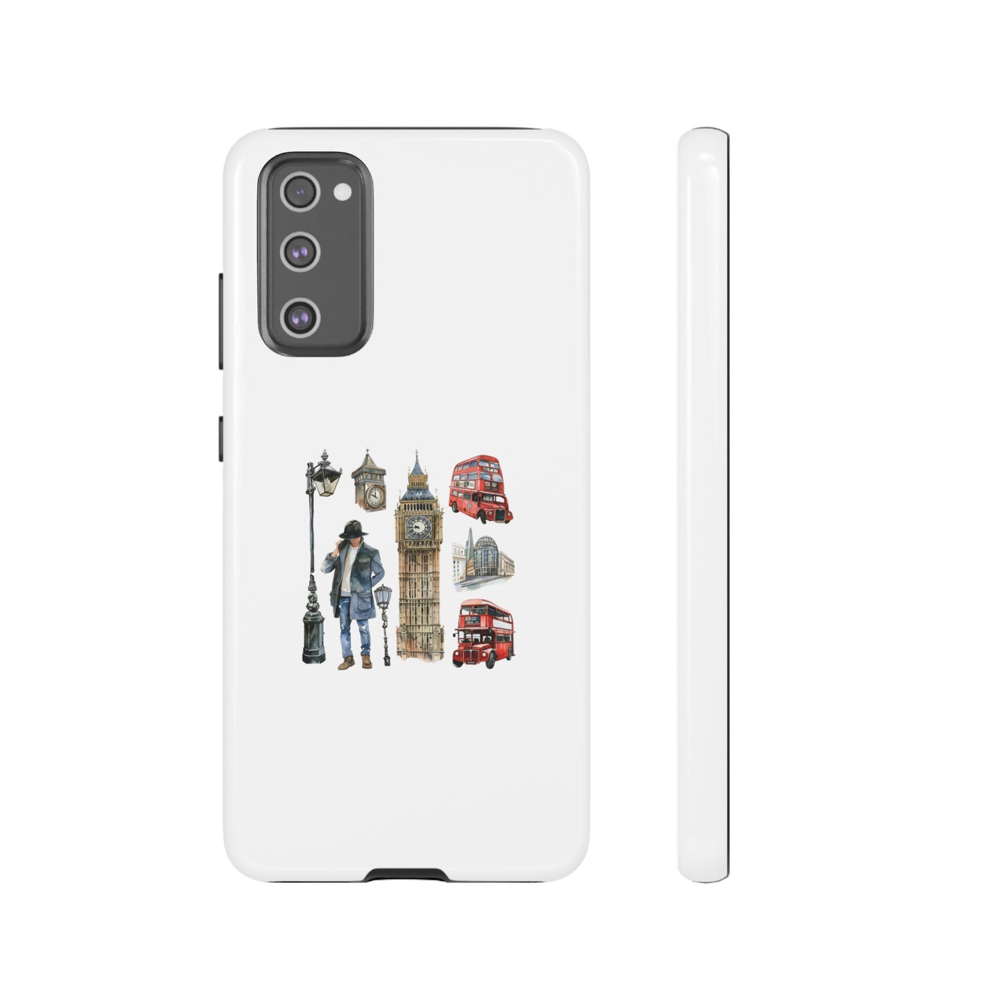 London-Themed Tough Phone Case with Iconic Red Buses