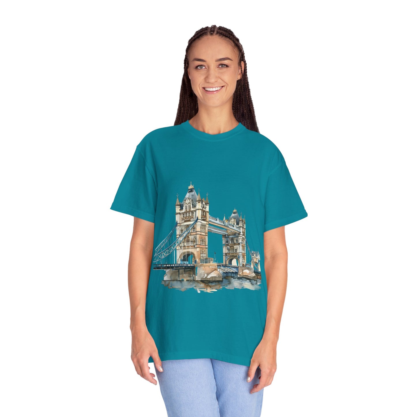 Unisex Garment-Dyed T-shirt - London Bridge - Iconic Landmark and Historical Beauty