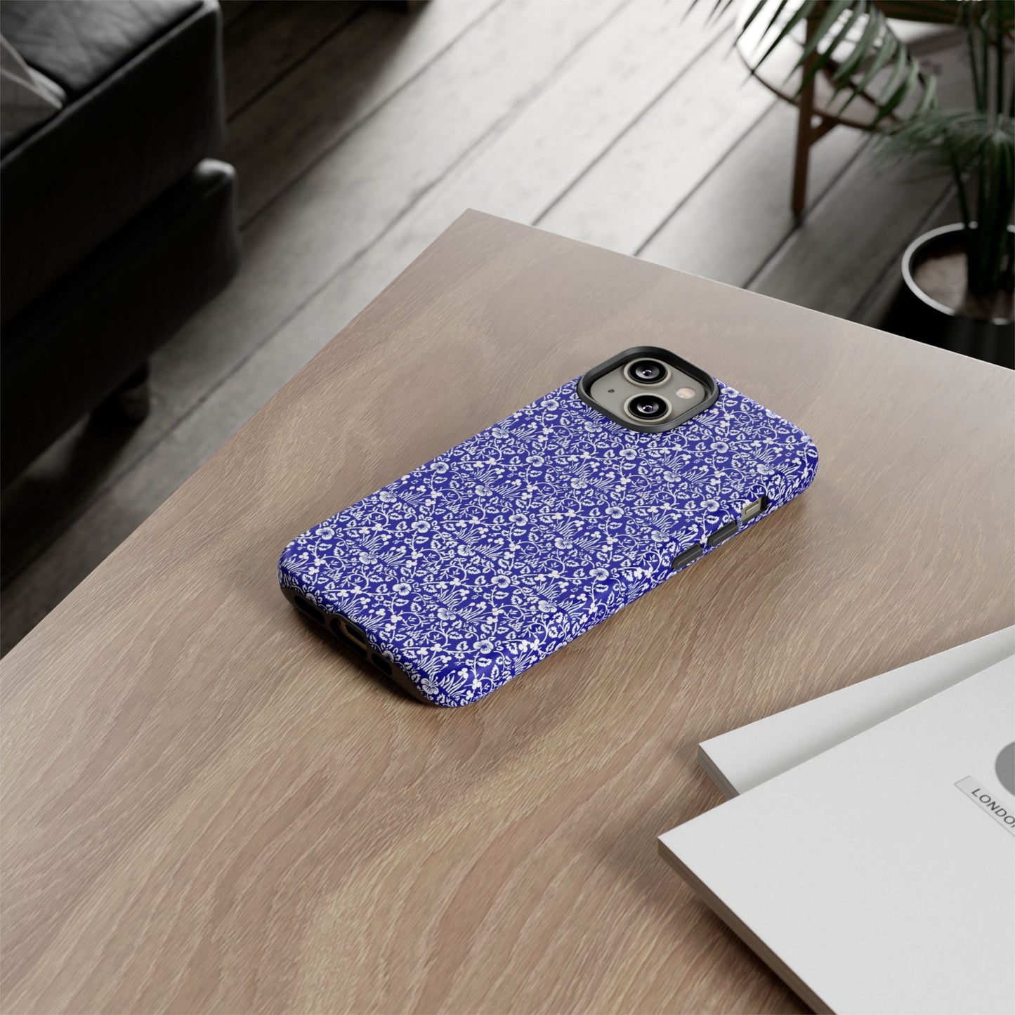 Elegant Floral Phone Case - Tough Cases, Blue Floral Design, Stylish Phone Accessory, Unique Gift, Modern Tech Protection