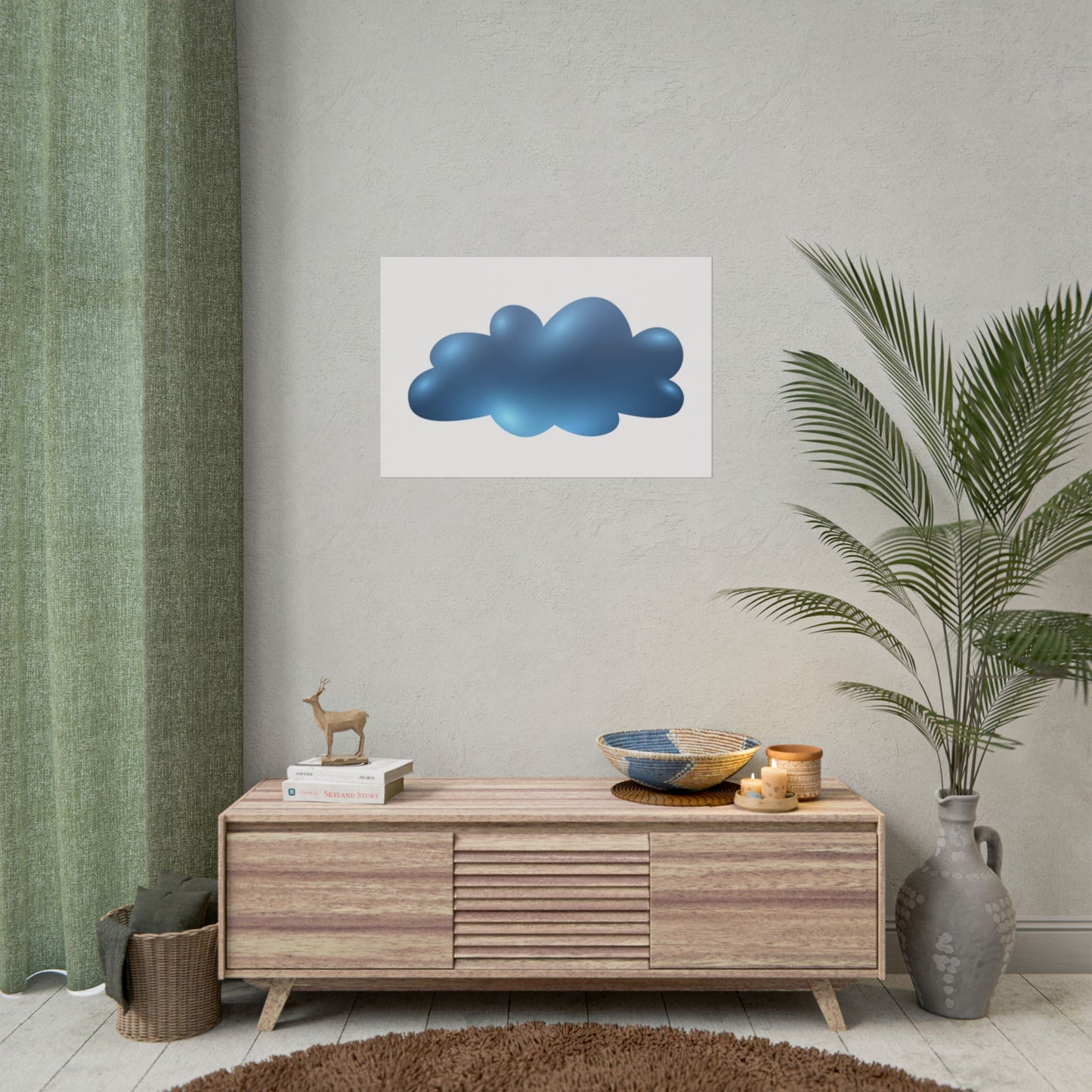 Blue Cloud Art Print, Minimalist Wall Decor, Kids Room Wall Art, Nursery Poster, Aesthetic Home Decor, Modern Art Print