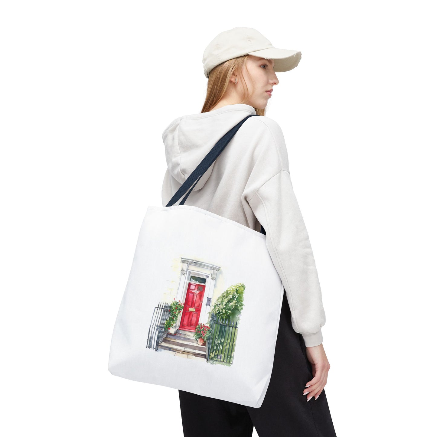 Charming Red Door Tote Bag, Eco-Friendly Shopping Bag, Gift for Garden Lovers, Summer Canvas Bag, Perfect for Casual Outings