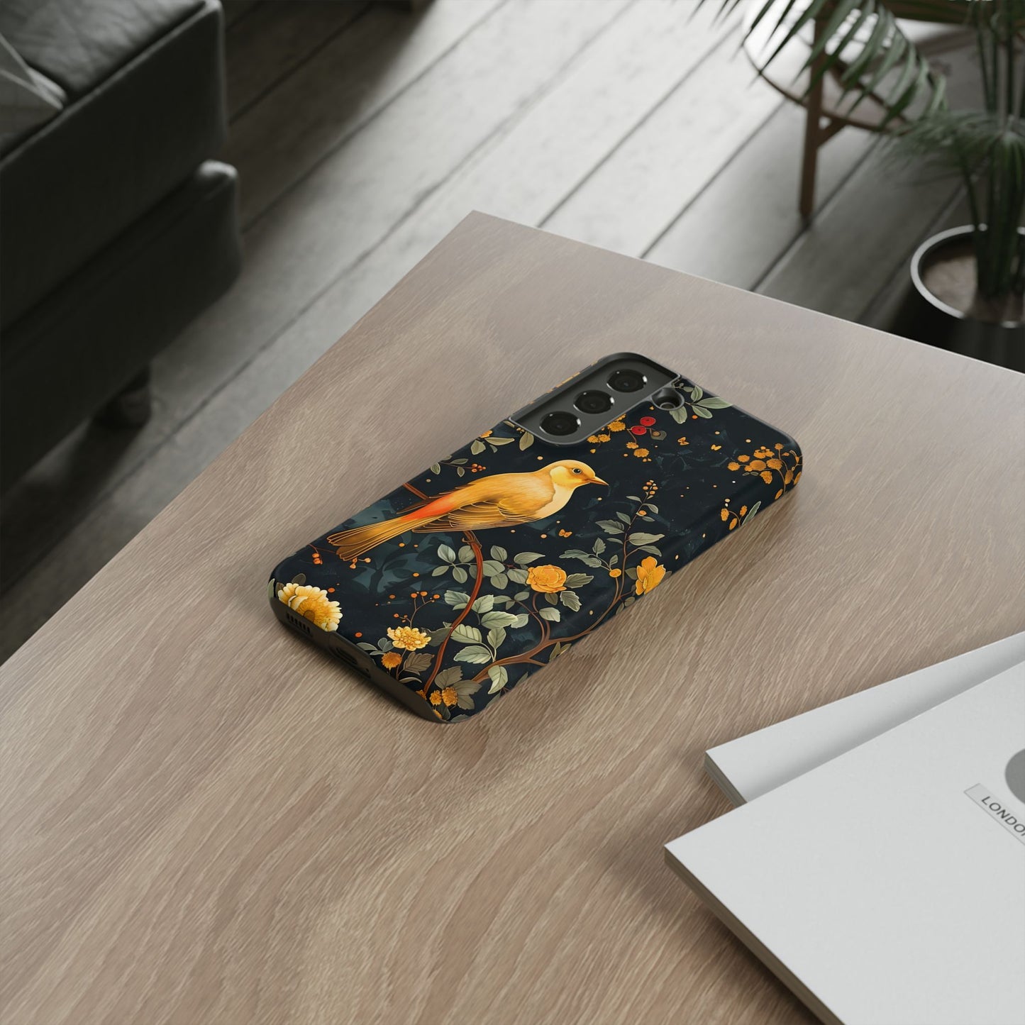 Floral Phone Case, Tough Cases with Bird Design, Nature Lover Gift, Stylish Protection, Birthday Present, Floral Phone Cover