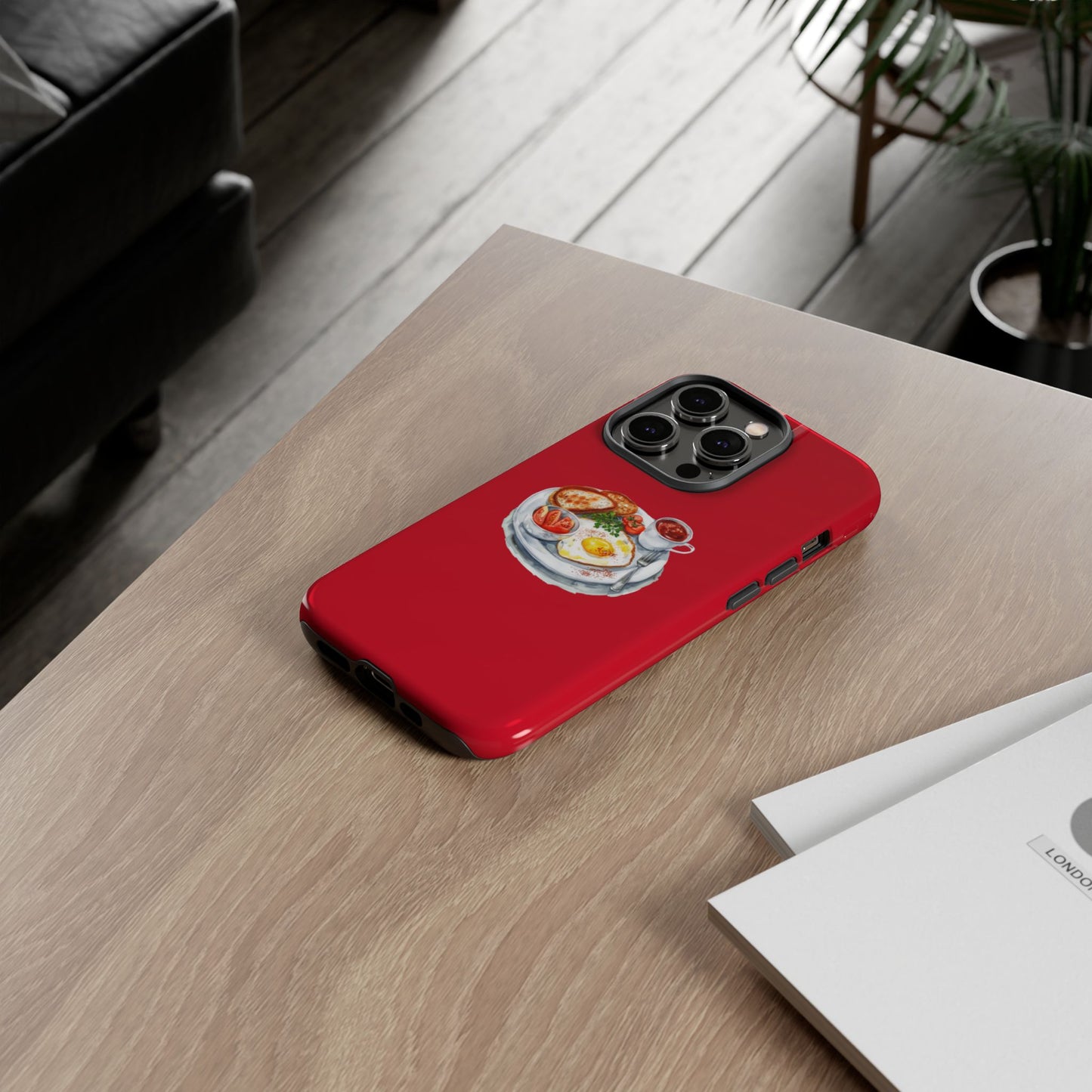 Breakfast-Inspired Phone Case, Tough Phone Covers, Foodie Gifts, Unique Accessories, Cute Kitchen Decor, Red Phone Case
