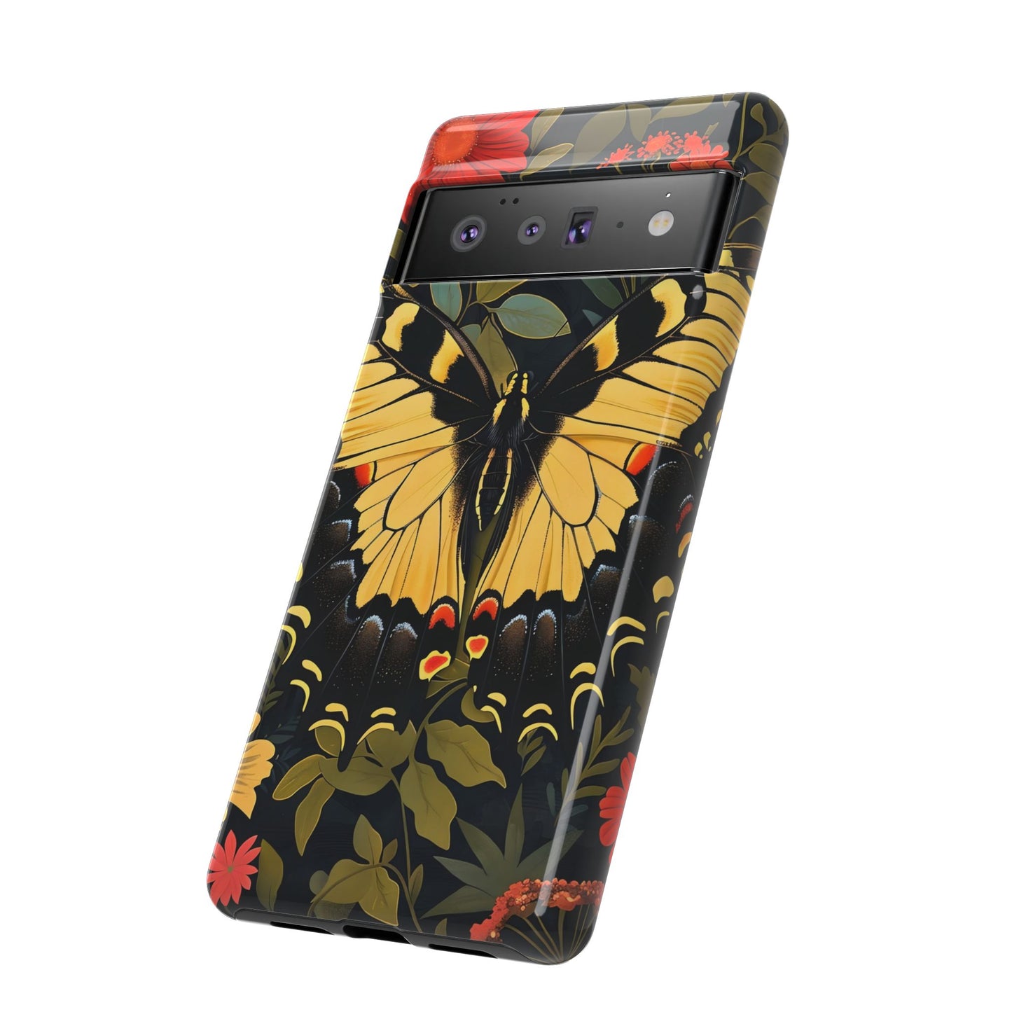 Butterfly Floral Phone Case, Tough Cases with Vibrant Design, Protective Cover for Nature Lovers, Gift for Her