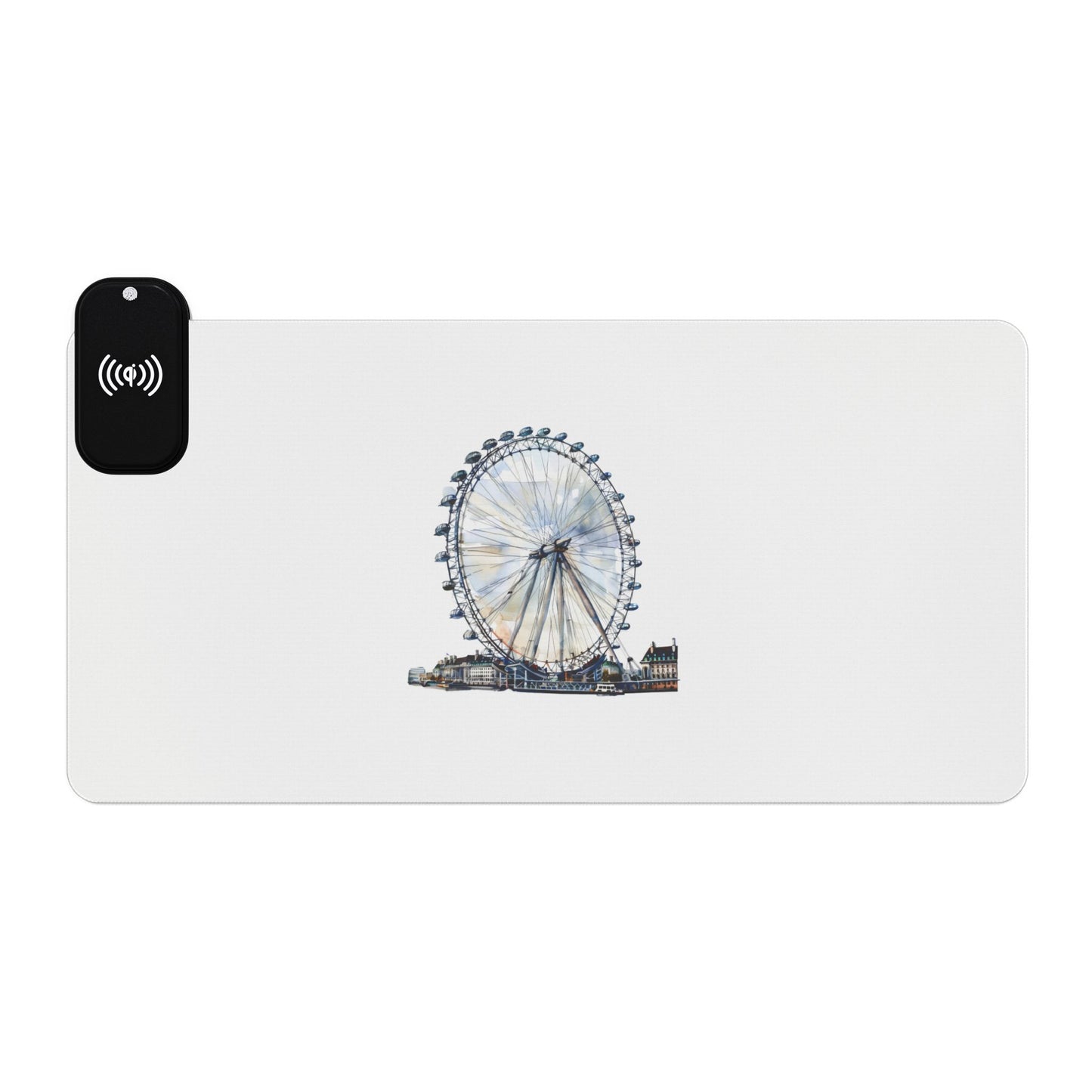 London Eye Ferris Wheel - LED Wireless Charging Gaming Mouse Pad, Illuminated Desk Accessory for Gamers, Perfect Gift for Tech Lovers, Decorative Gaming Setup