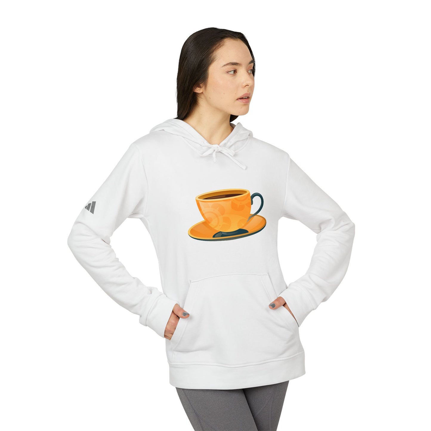 Adidas Unisex Fleece Hoodie - Cozy Coffee Cup Hoodie - Unisex Fleece Sweatshirt for Coffee Lovers