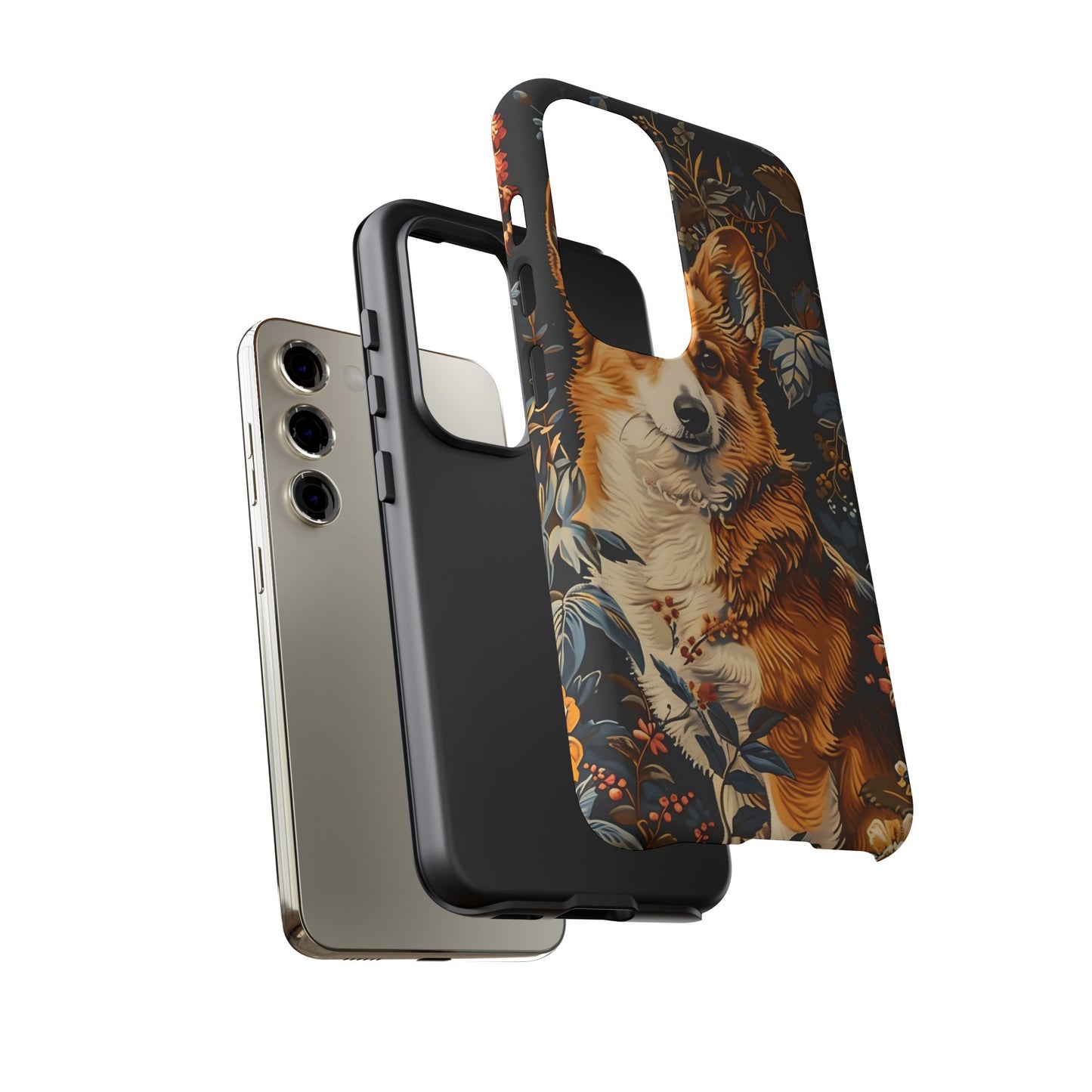 Corgi Floral Phone Case - Tough Cases for Dog Lovers, Cute Pet Accessories, Gift for Dog Owners, Floral Design, Personalized Tech Cover