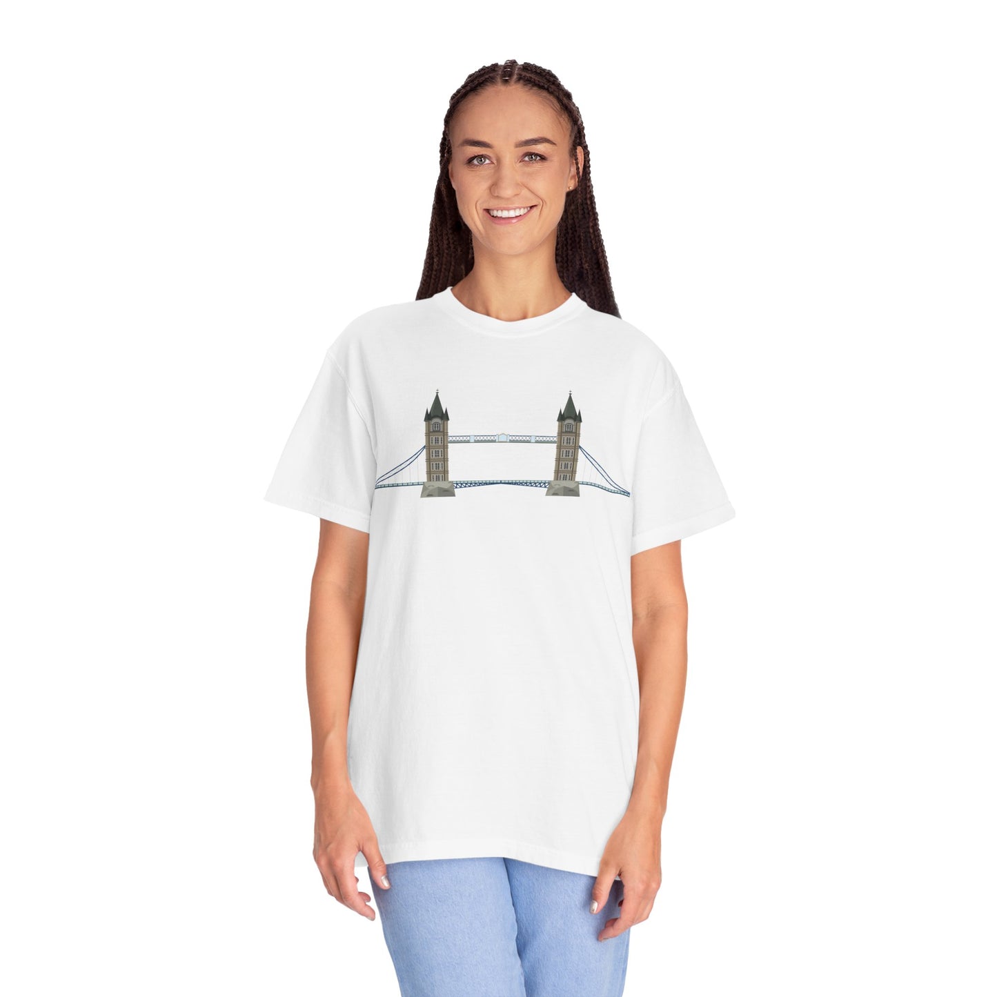 Unisex Garment-Dyed T-shirt - Tower Bridge - Iconic London Landmark Illustration