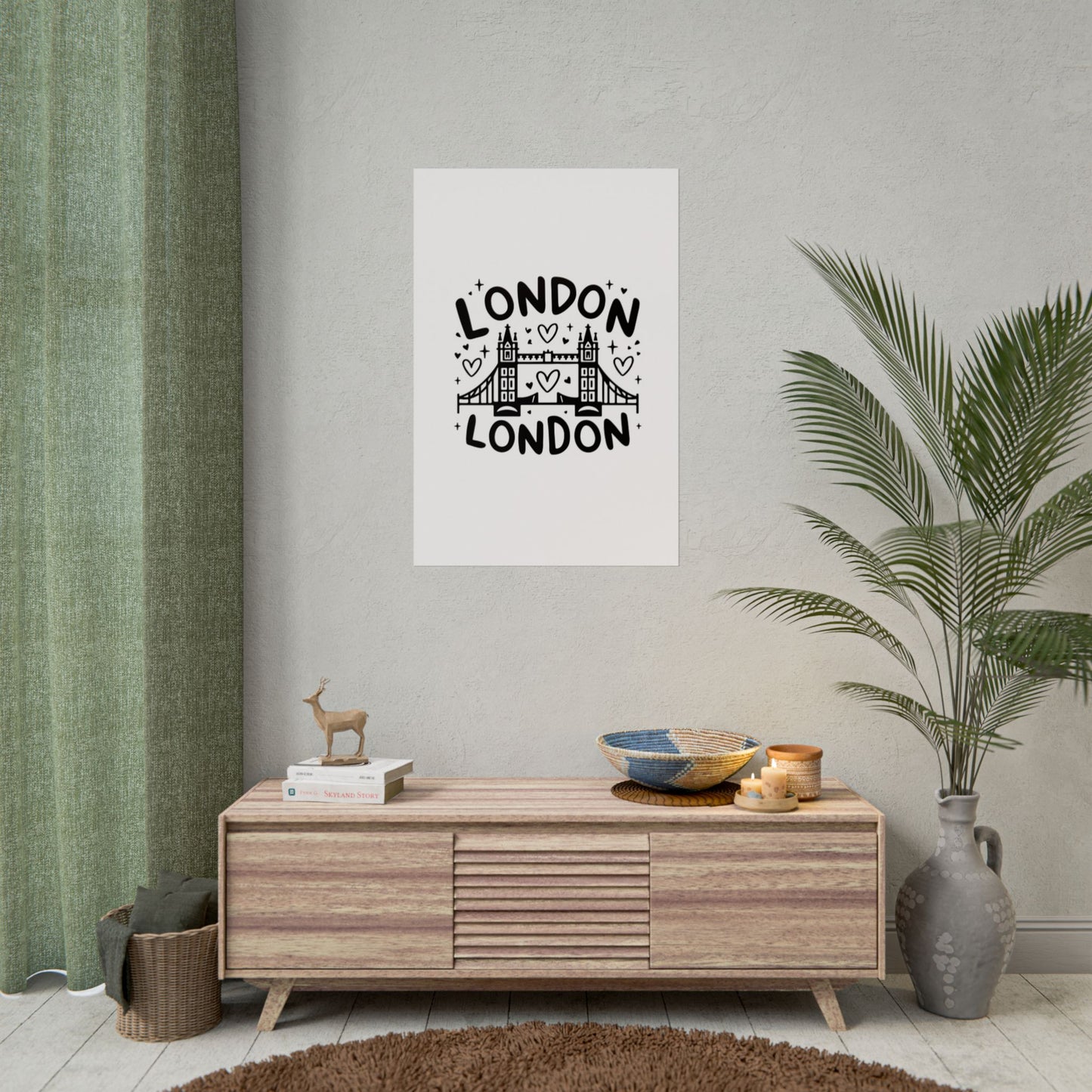 Charming London Rolled Poster for Home Decor, Wall Art, Travel Gift, Office Wall Decor, London Themed Decoration